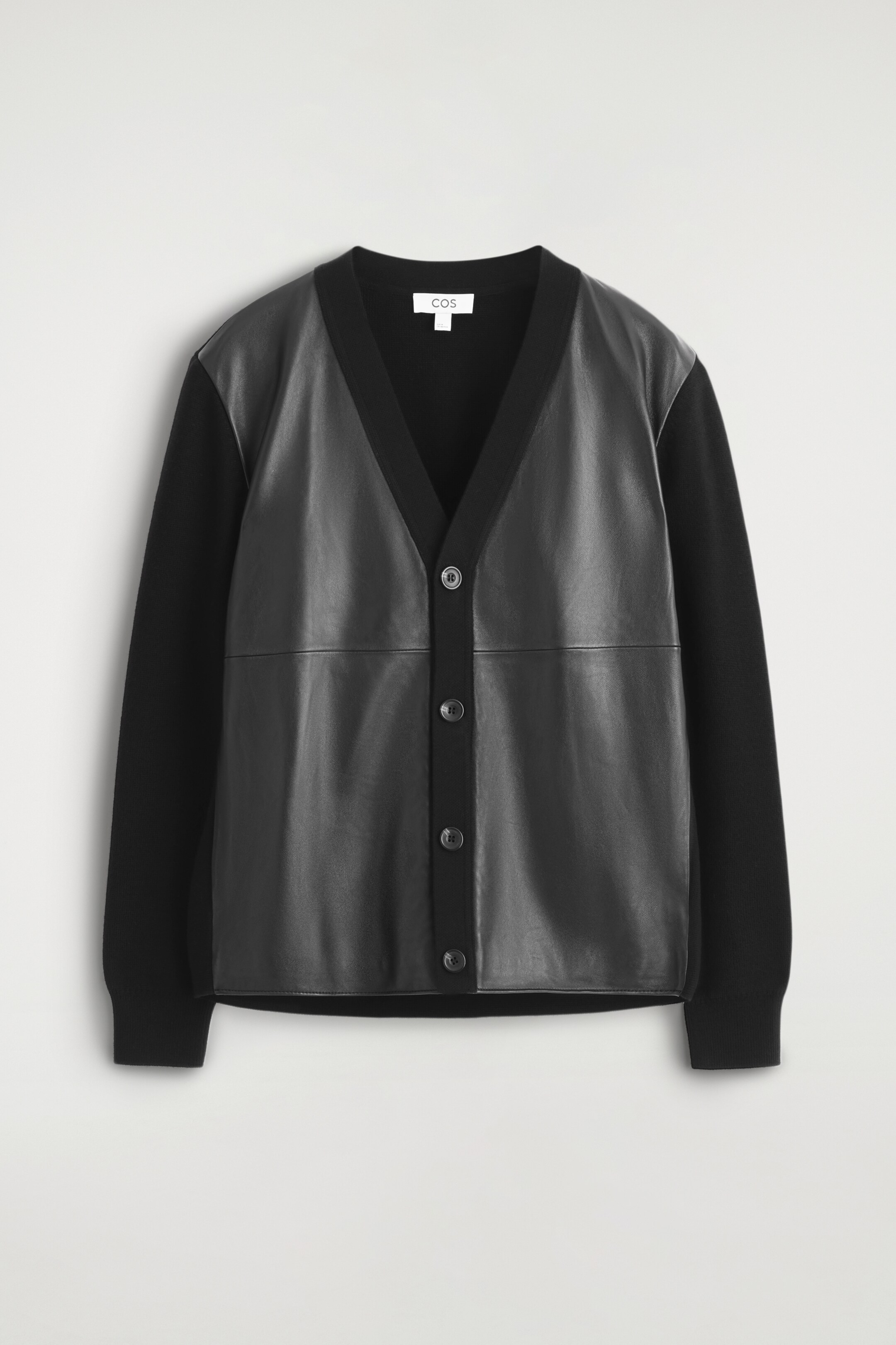 Agrandir l'image: CARDIGAN EN MAILLE DE LAINE À PANNEAUX EN CUIR - NOIR - HOMME | H&M CH 6