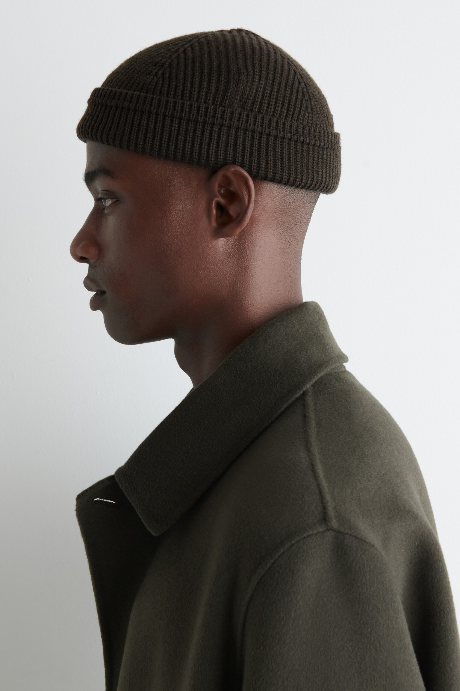 WOOL FISHERMAN BEANIE - DARK KHAKI/CHARCOAL MÉLANGE - 4