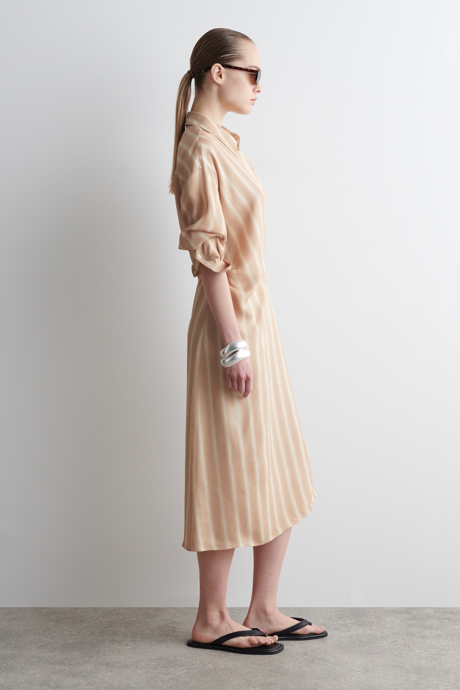 VESTIDO CAMISERO MIDI CRUZADO - ROSA/RAYAS/VERDE CLARO - 7