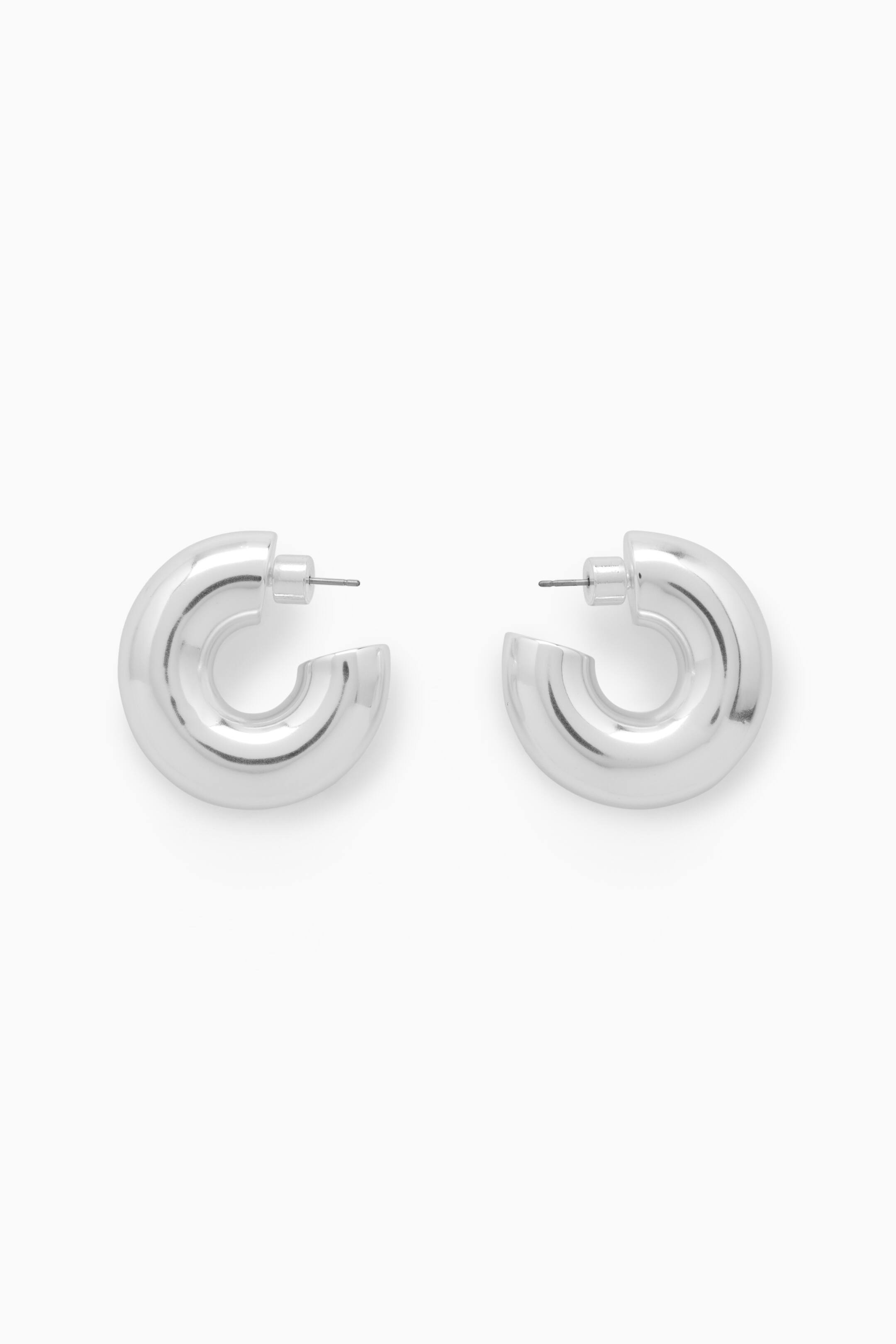 View larger image: LARGE CHUNKY HOOP EARRINGS - SILVER - Ladies | H&M GB 1