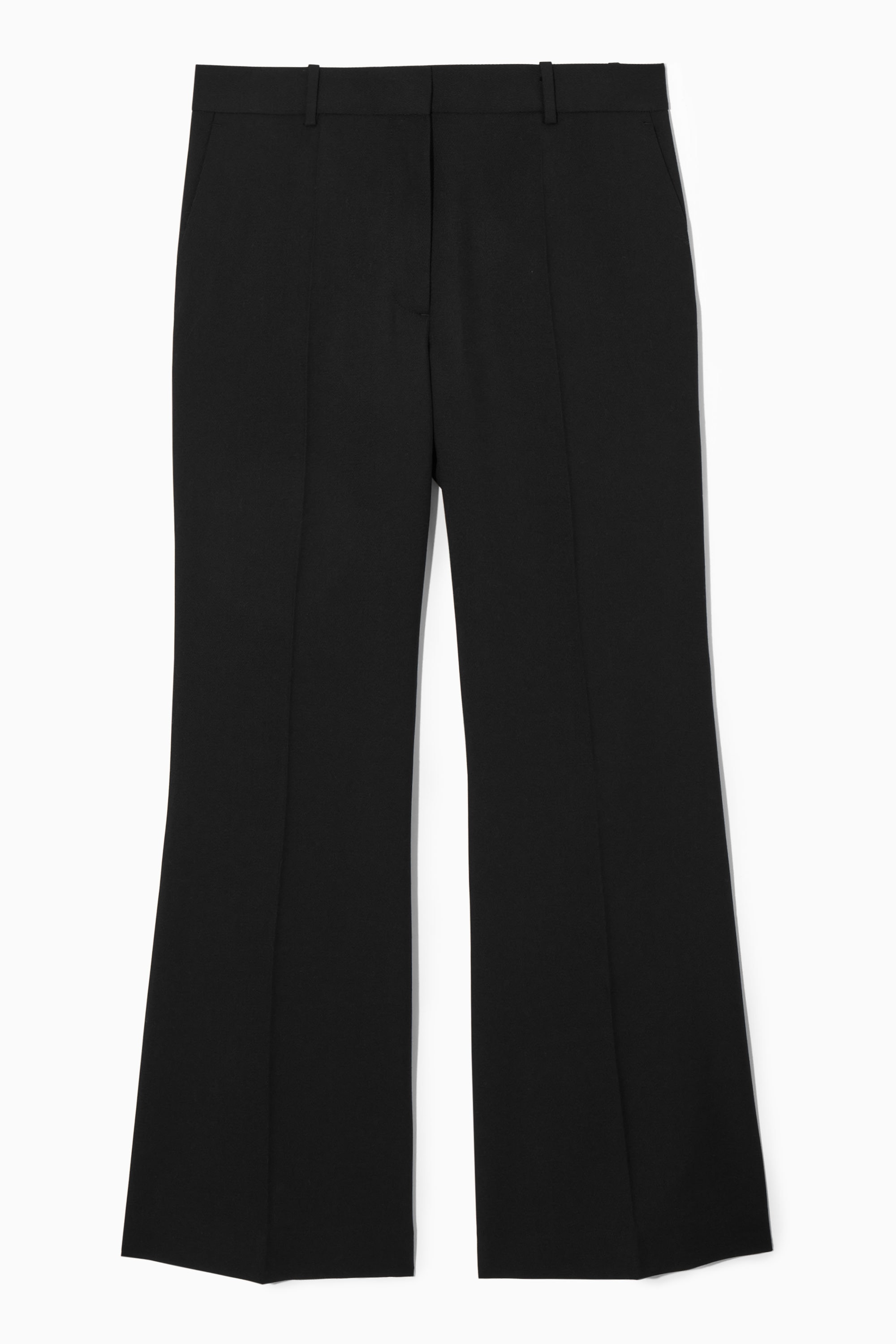 Cotton-Wool Flare Trousers – Black Black Wide Leg Flare Trousers ‐ Phix