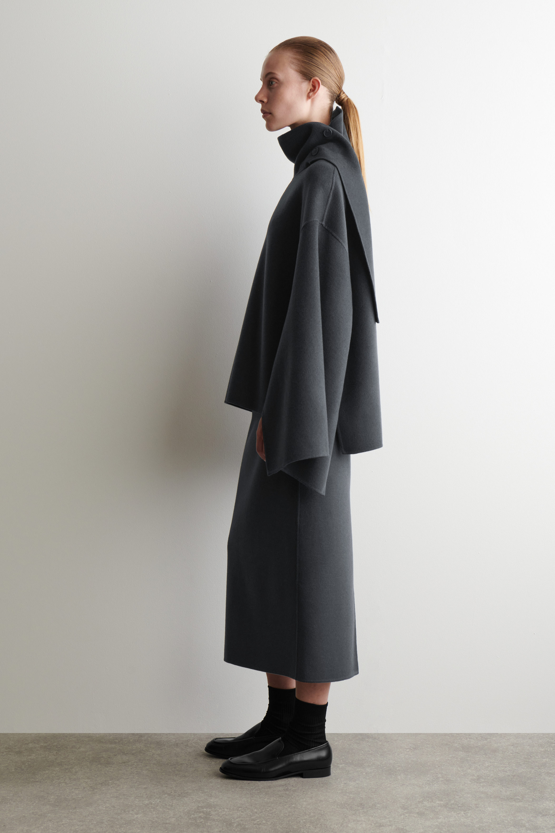 DOUBLE-FACED WOOL CAPE - STEEL | COS US