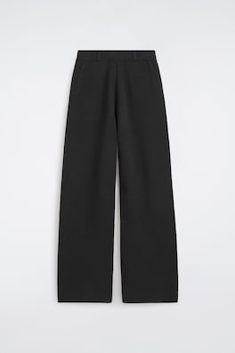 MERINO WOOL BLEND STRAIGHT-LEG PANTS — BLACK 7