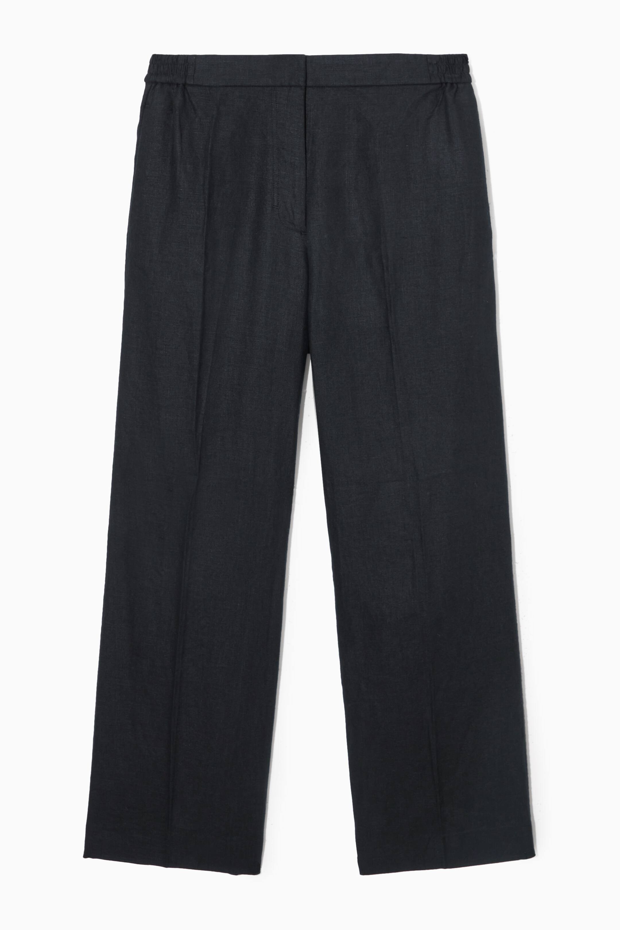Visa större bild: SKRÄDDADE LINNEBYXOR MED VIDA BEN - MÖRKT MARINBLÅ - DAM | H&M FI 1