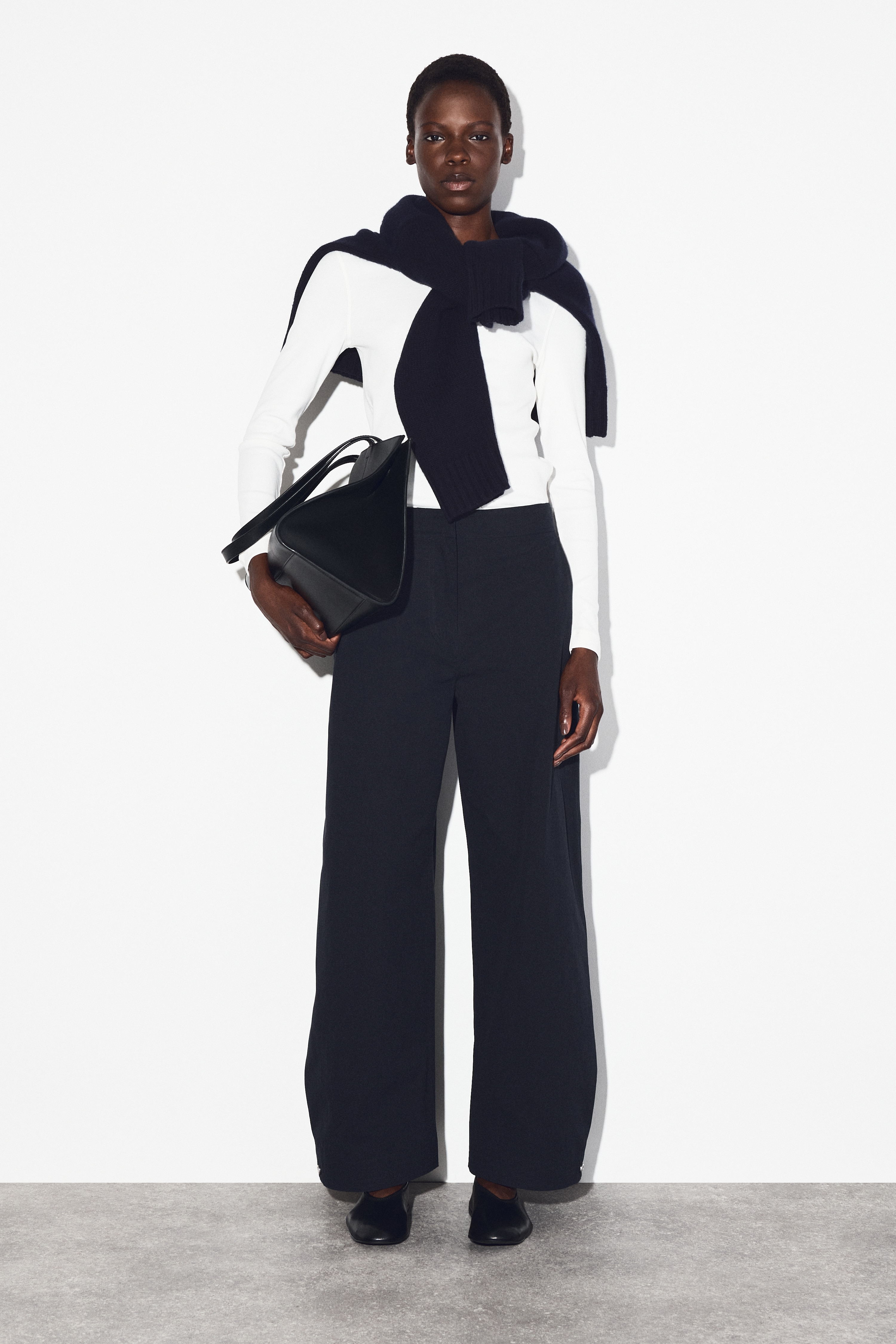 Панталон с прав крачол от памук Pima - ТЪМНОСИН/DARK GREY