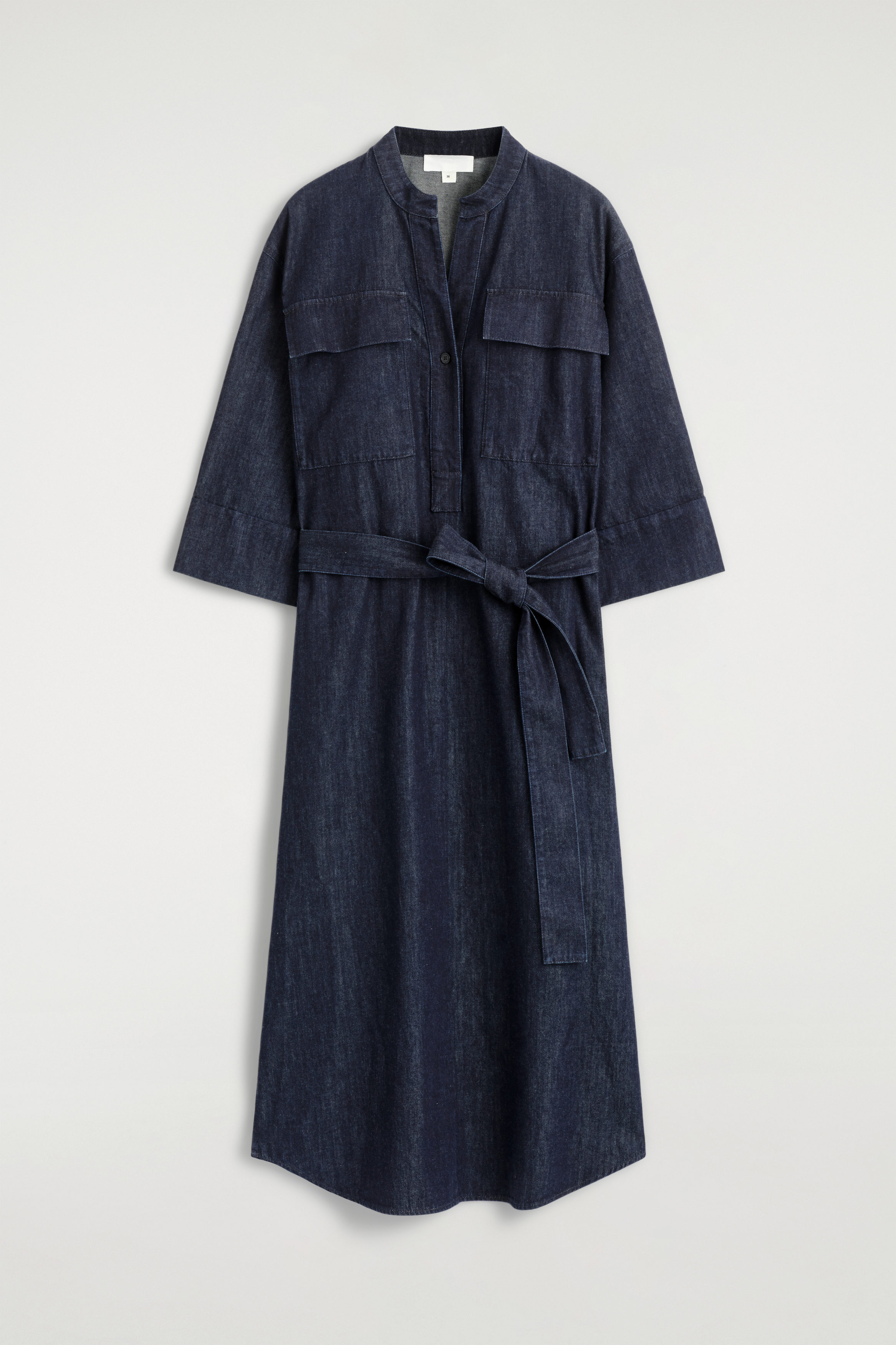 DENIM UTILITY MIDI SHIRT DRESS - DARK BLUE | COS