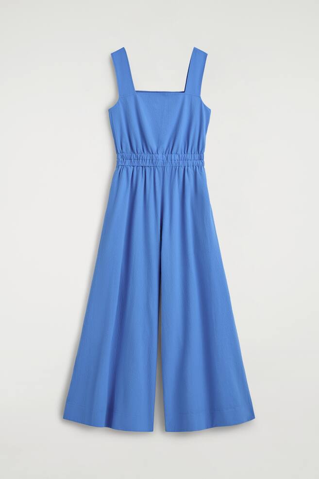 JUMPSUIT AUS SEERSUCKER MIT WEITEM BEIN - Blau/BRAUN - 1