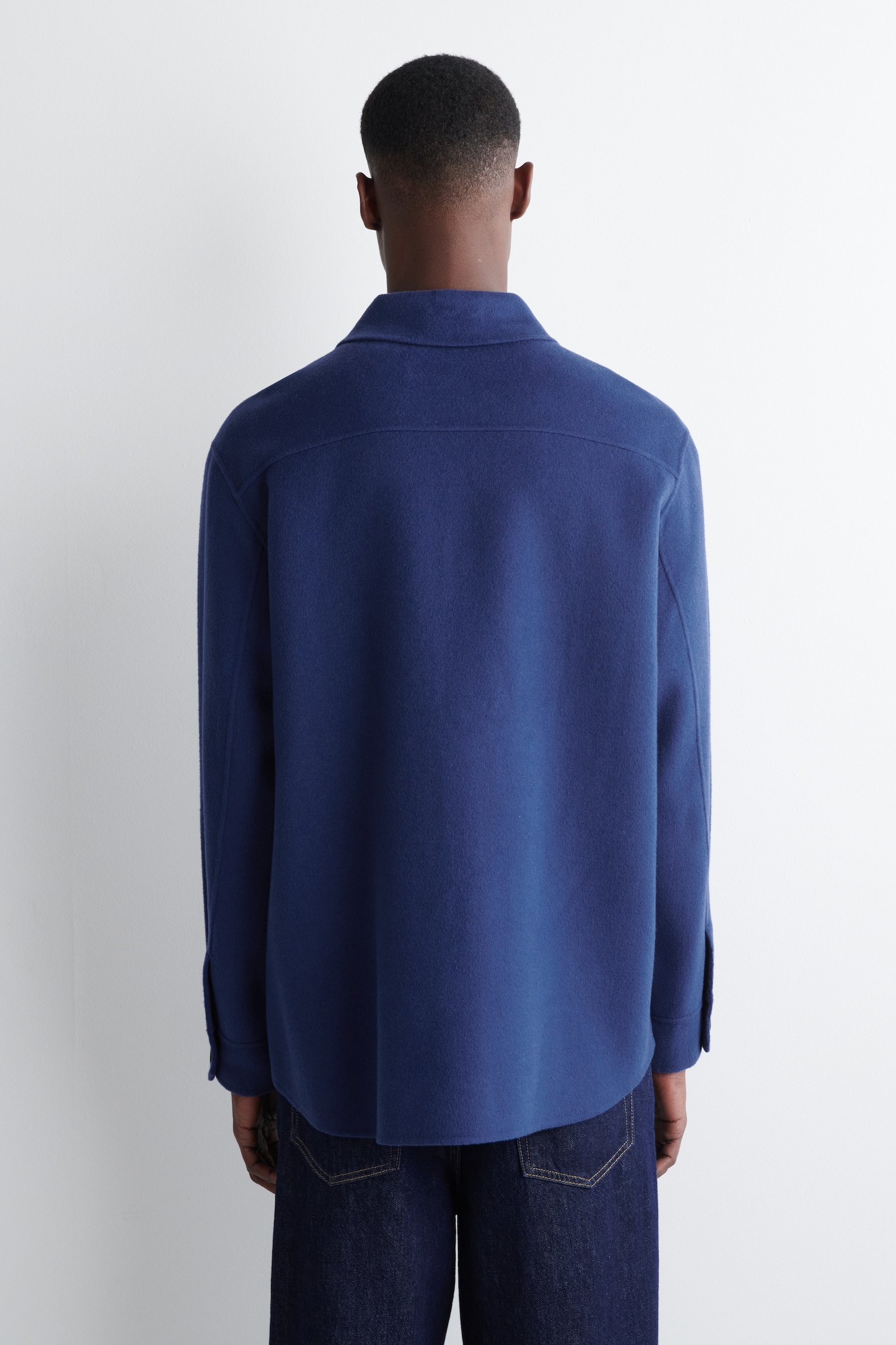 SPLIT WOOL OVERSHIRT - COBALT BLUE/BLACK - 4