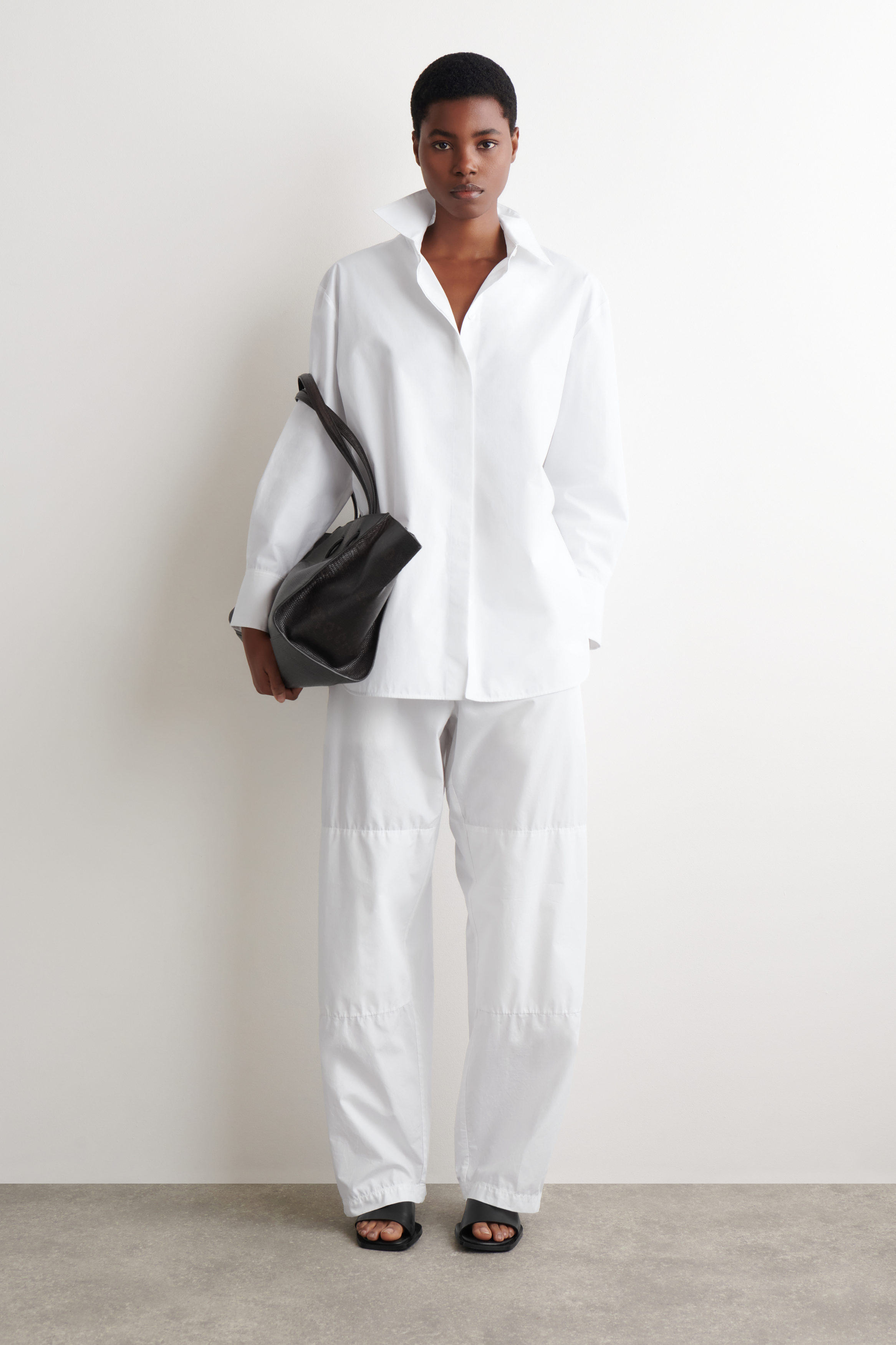 GATHERED PANELLED COTTON PANTS - WHITE | COS US