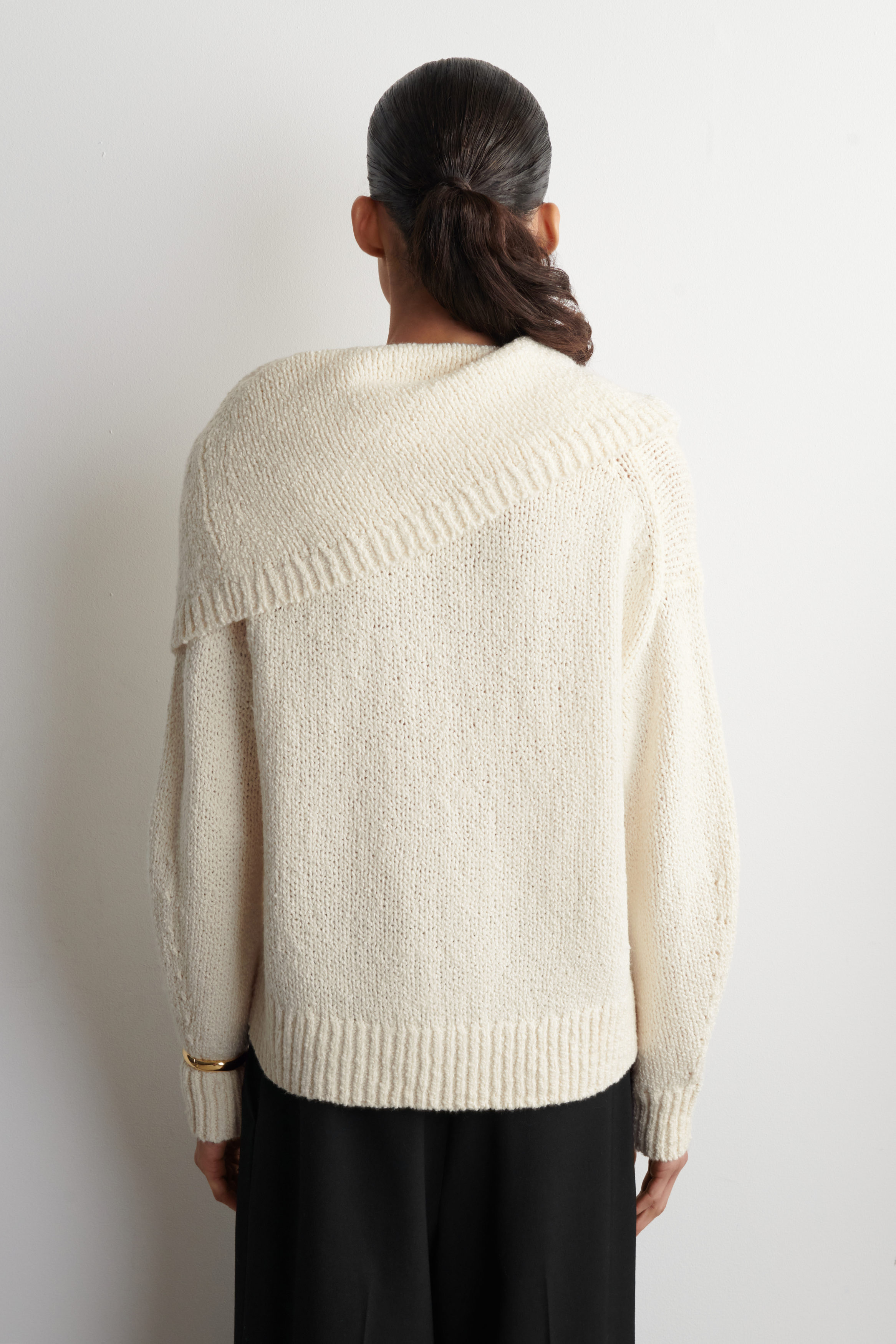 LAYERED SHAWL MERINO-CASHMERE SWEATER - thumbnail 4