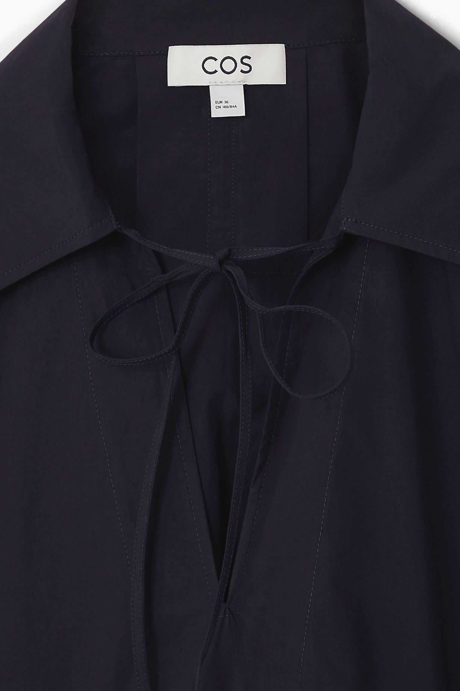 TIE-FRONT V-NECK BLOUSE - NAVY - 2