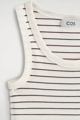 RIBBED COTTON TANK TOP — WHITE / PINK / STRIPED 6