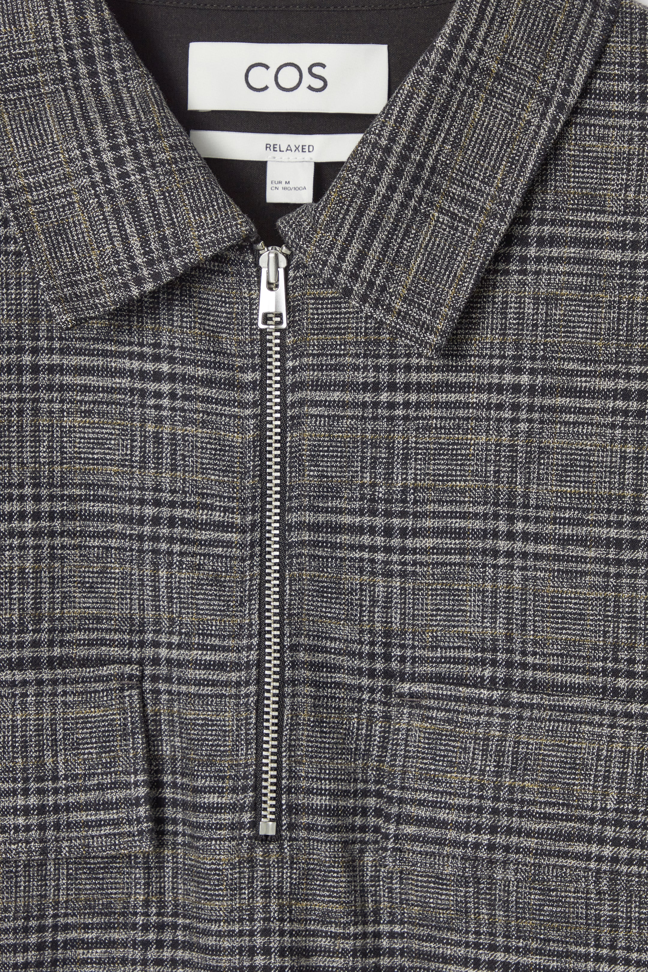 View larger image: RELAXED CHECKED COTTON HALF-ZIP SHIRT - BLACK / CHECKED - Men | H&M GB 2