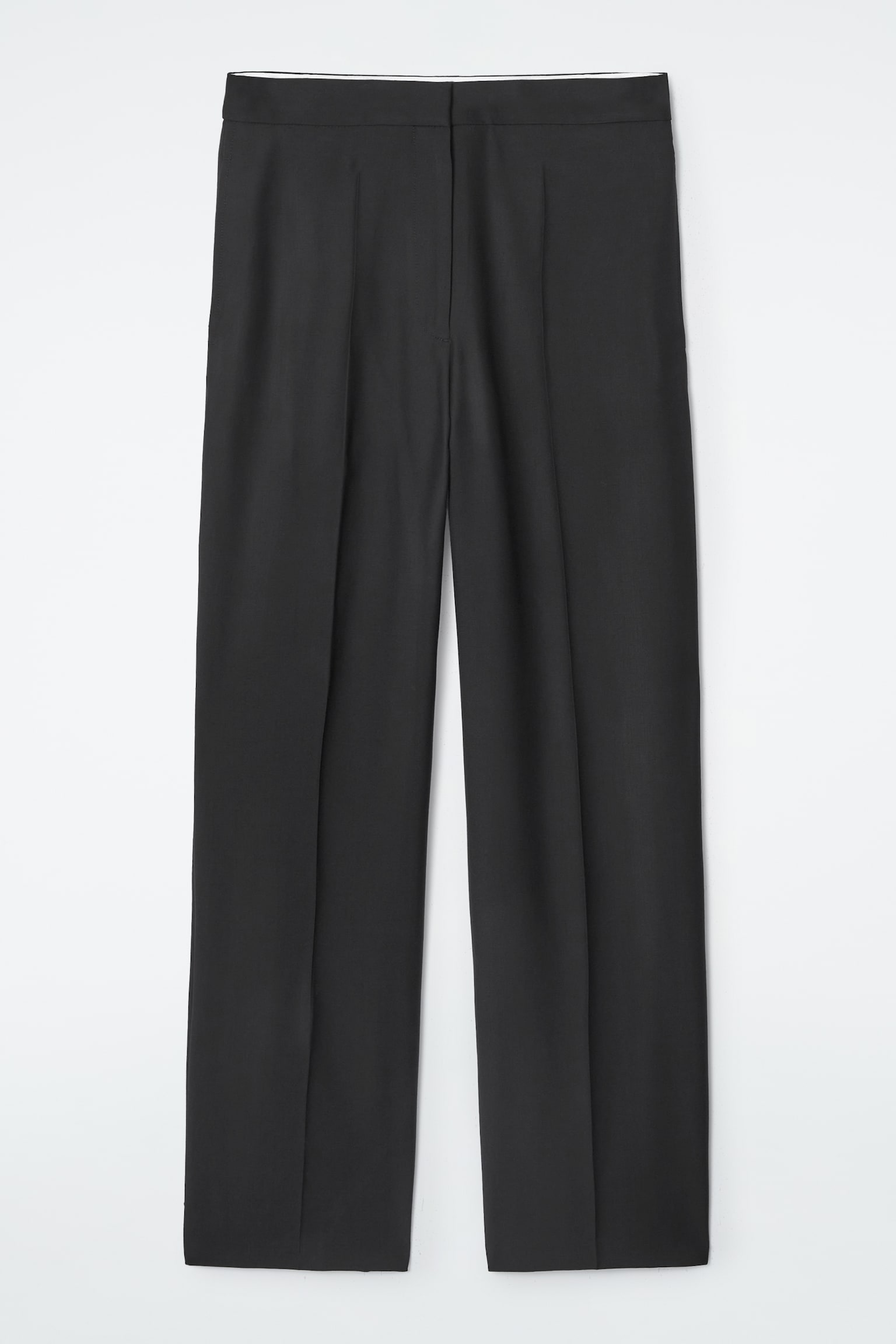 RELAXED WOOL BARREL-LEG TROUSERS - BLACK - 1