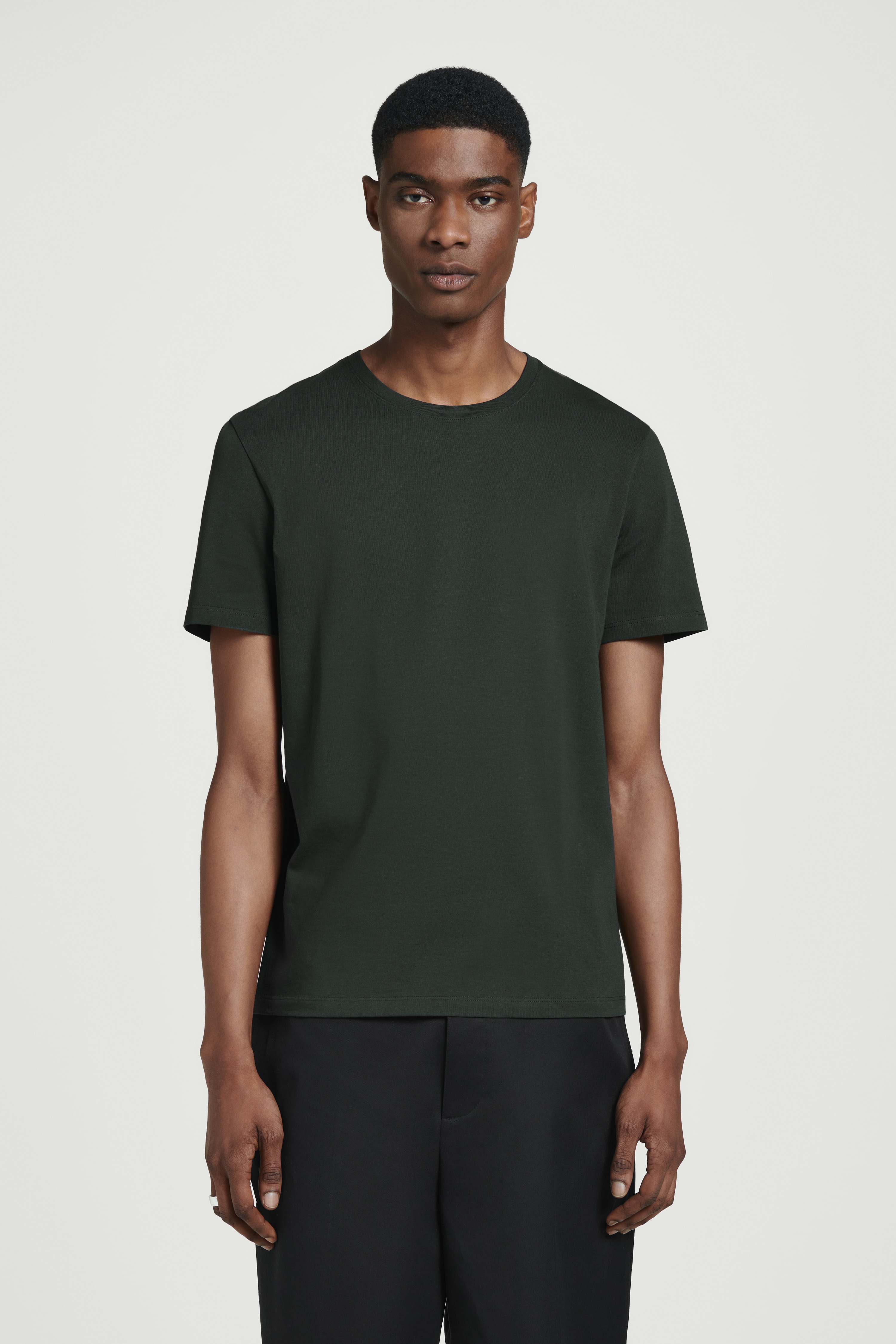 REGULAR COTTON T-SHIRT - dark green/black/white/NAVY