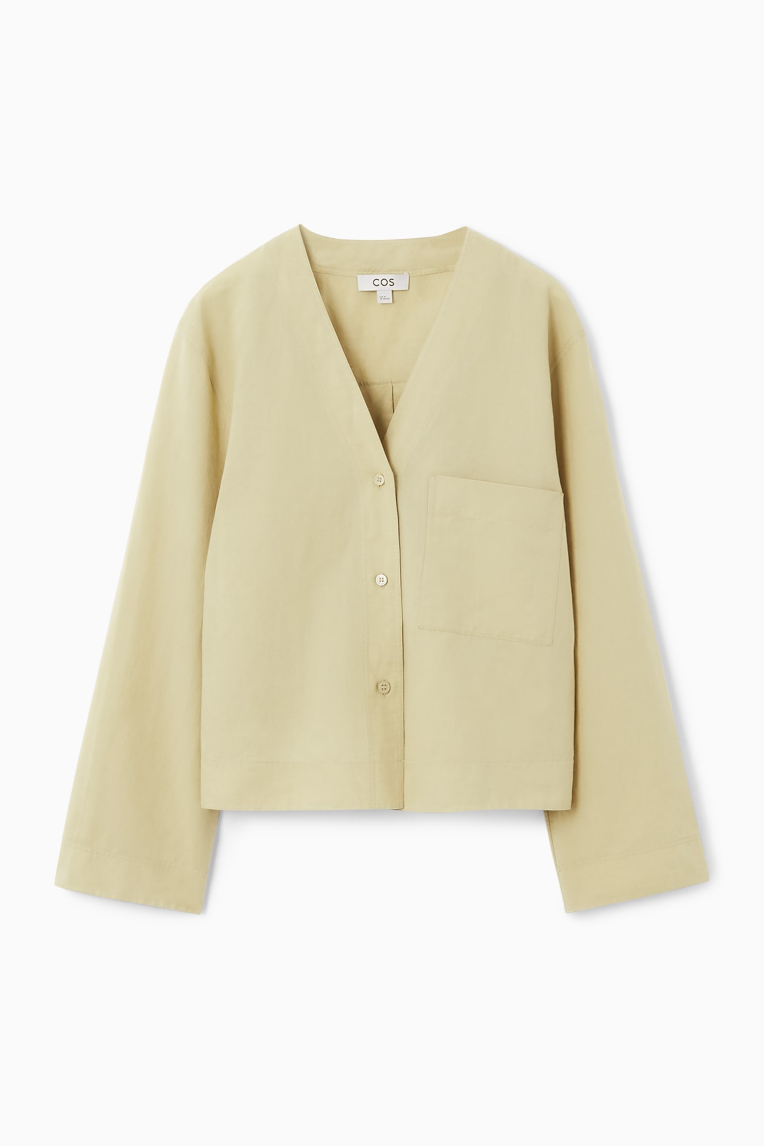 FLARED-SLEEVE LINEN BLOUSE - WASHED KHAKI