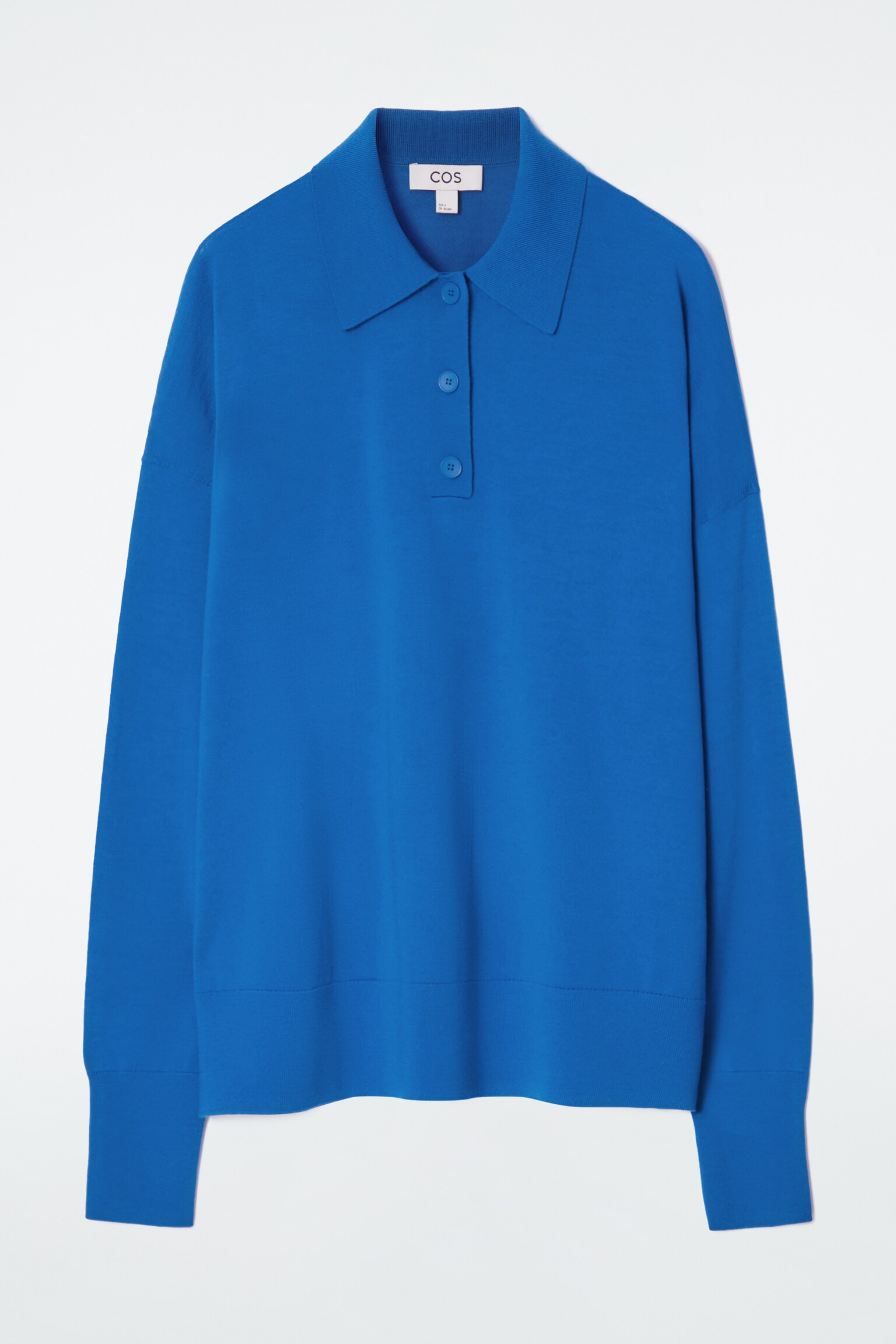 MERINO WOOL POLO SHIRT - BRIGHT BLUE/GREY - 1