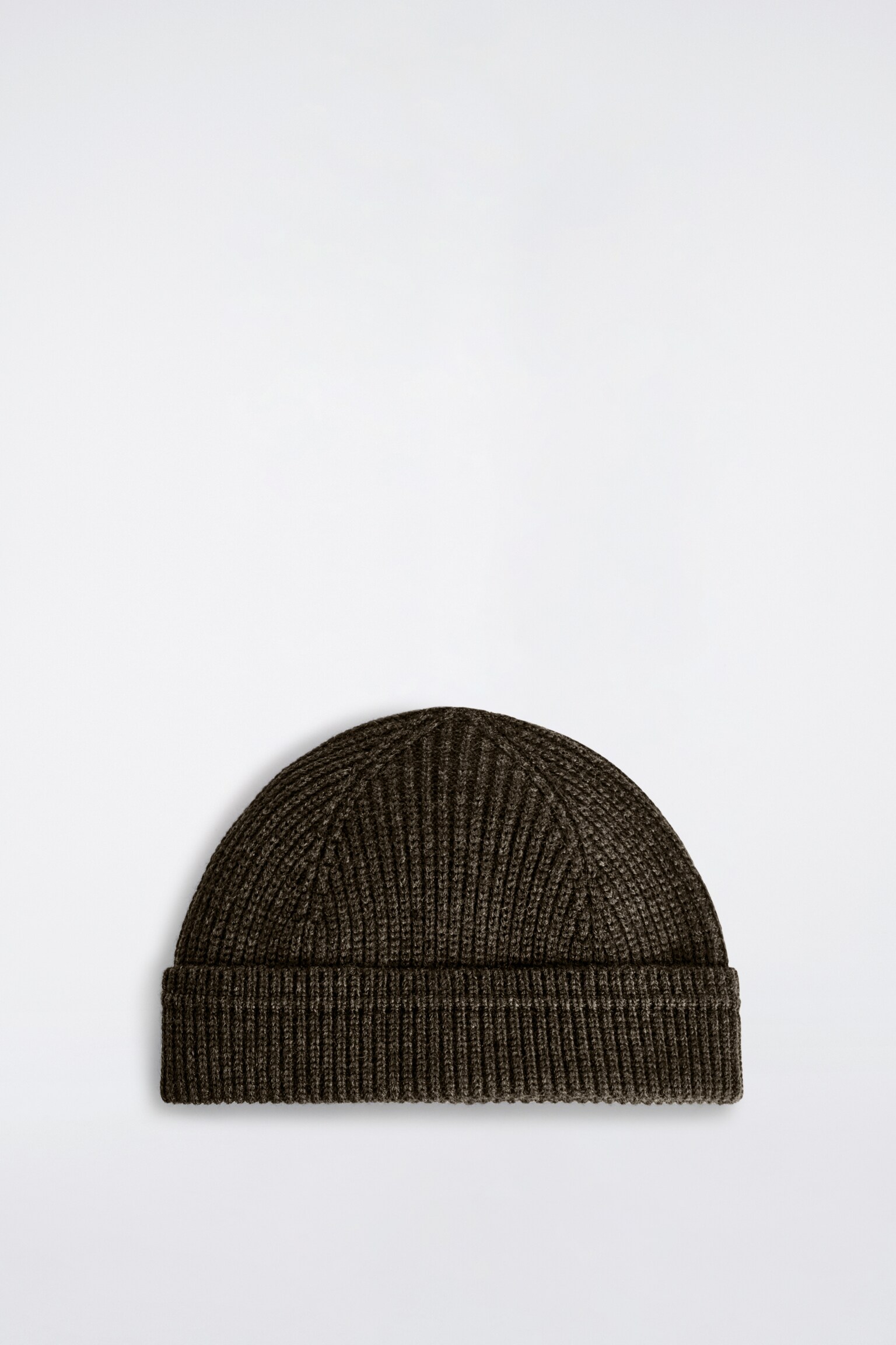BONNET MARIN EN MAILLE DE LAINE-COTON CÔTELÉE - KAKI FONCÉ/GRIS ANTHRACITE CHINÉ - 2