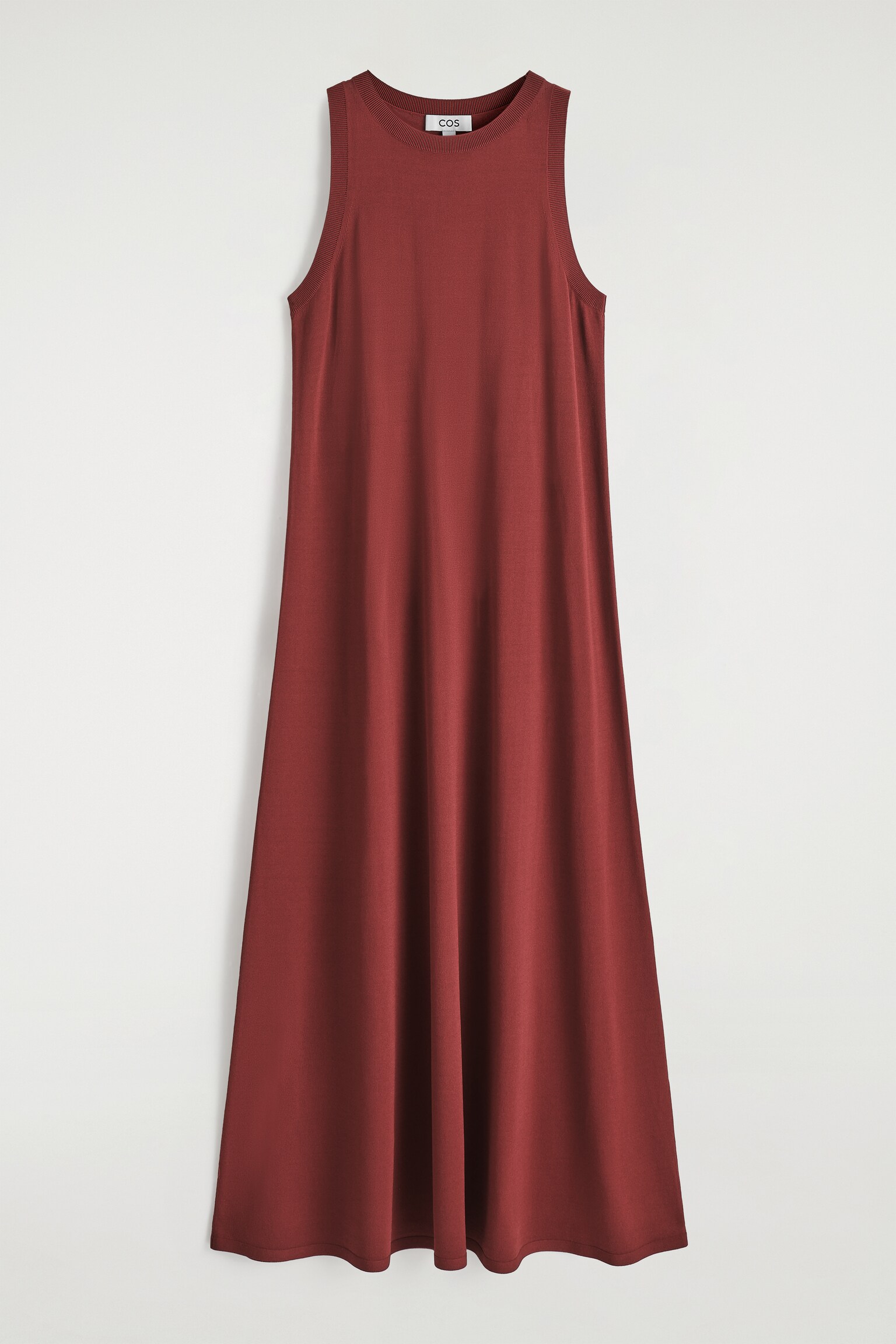 VESTIDO LARGO DE PUNTO SIN MANGAS - ROJO OSCURO/NEGRO - 2