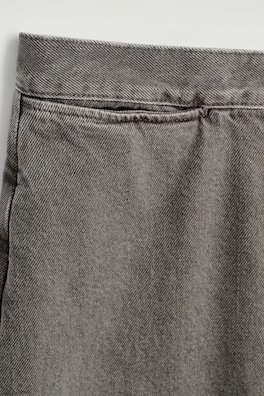 CROPPED WIDE-LEG DENIM PANTS — BROWN 5