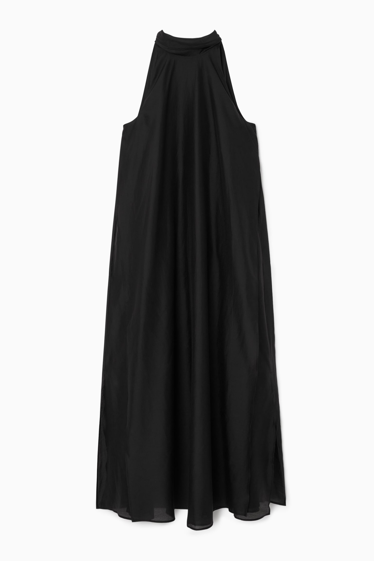 HALTERNECK A-LINE MAXI DRESS - BLACK