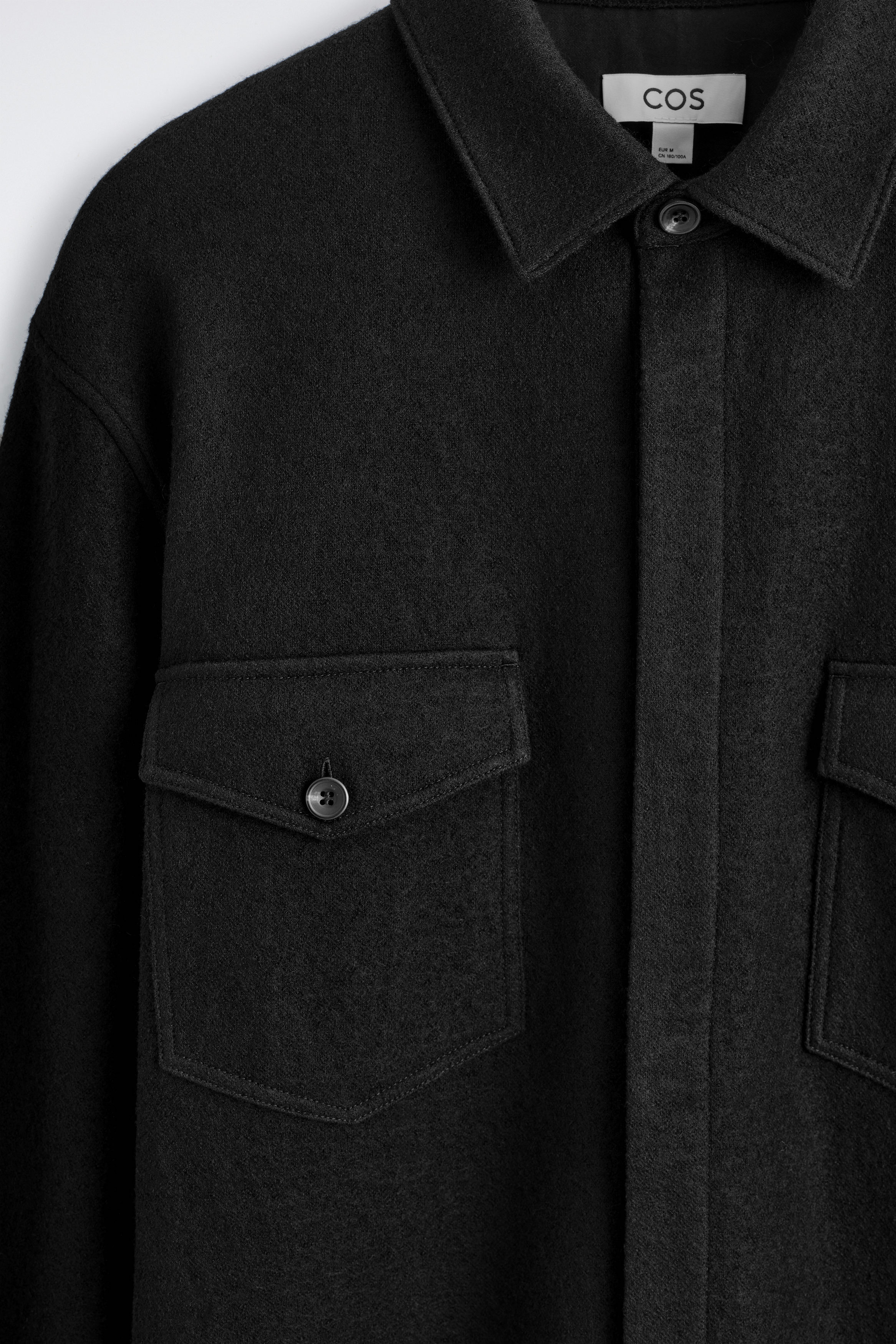 RELAXED BOILED-WOOL OVERSHIRT - BLACK | COS US