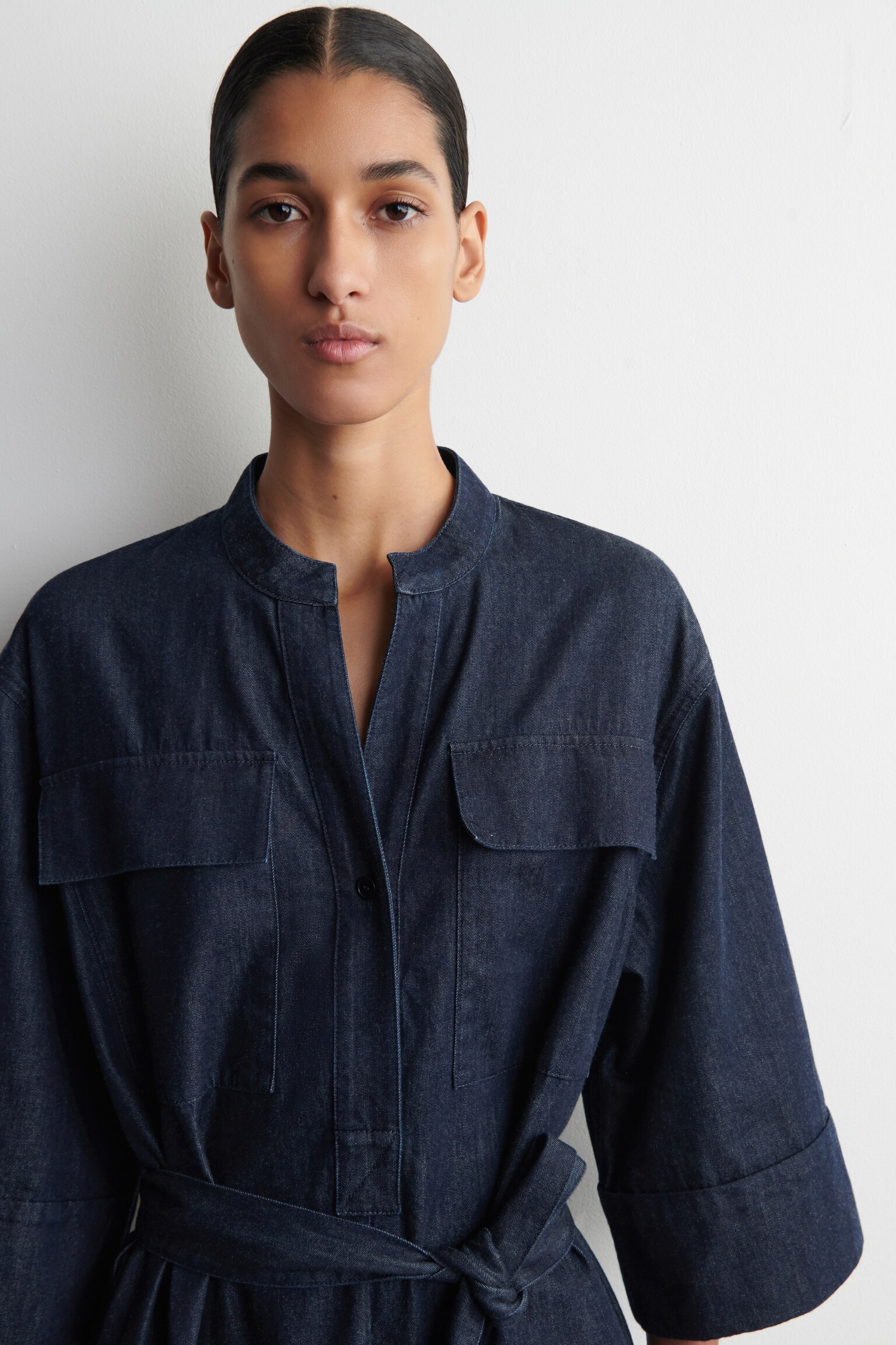 ROCHIE CĂMAȘĂ MIDI UTILITARĂ DIN DENIM - ALBASTRU ÎNCHIS - 3