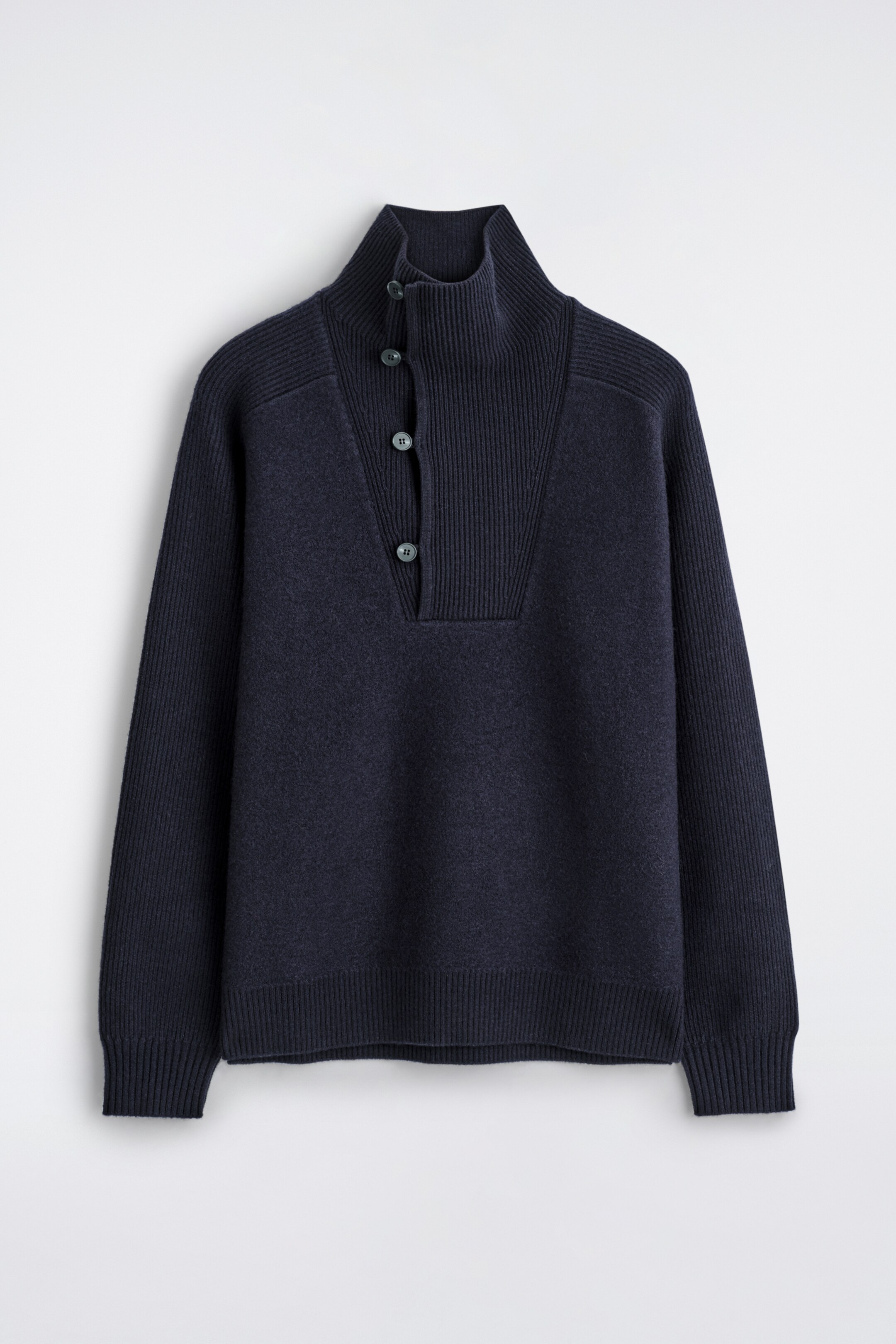 Agrandir l'image: PANELLED MERINO WOOL FUNNEL-NECK JUMPER - NAVY - HOMME | H&M CH 8