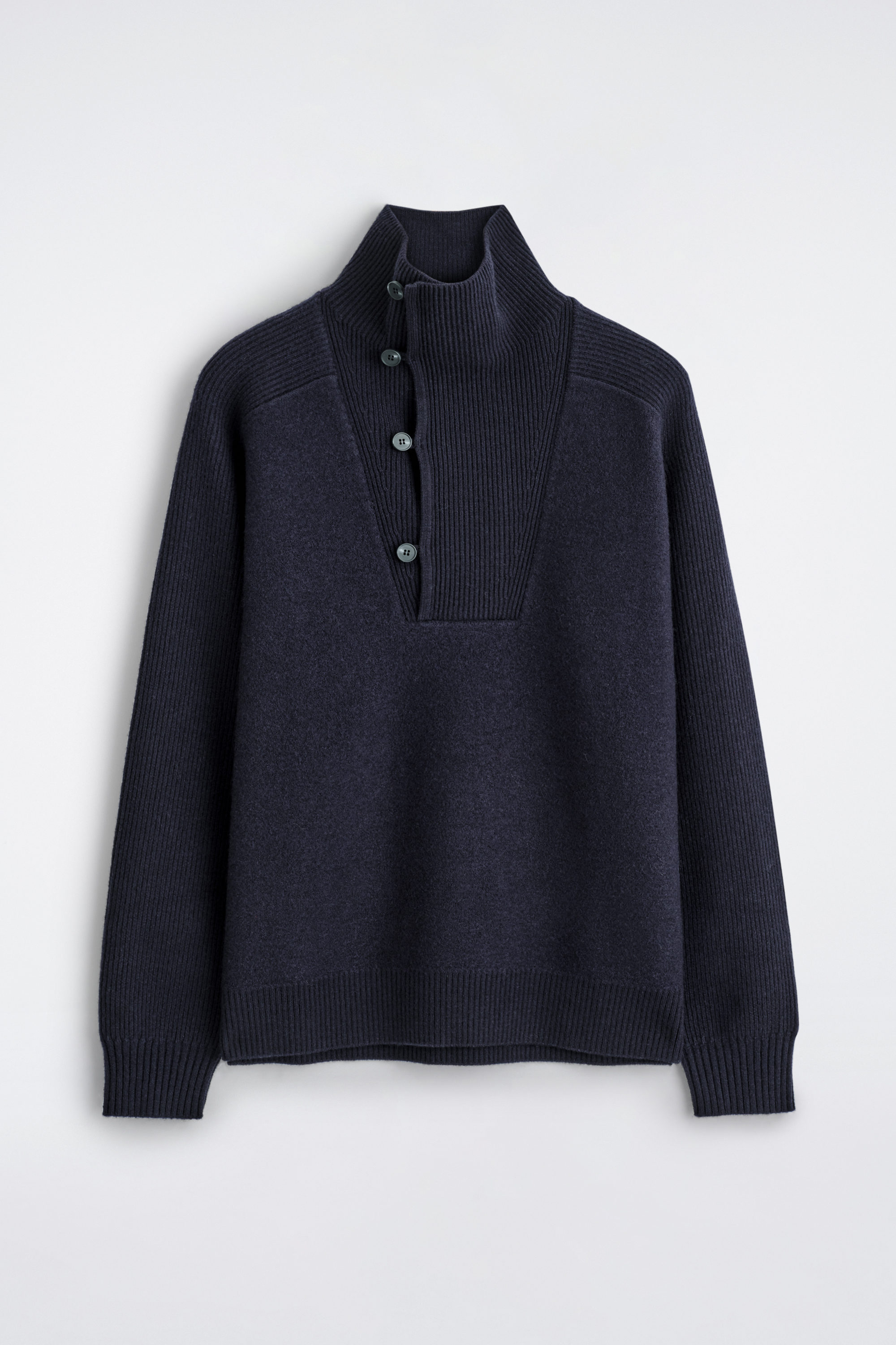 PANELLED MERINO WOOL FUNNEL-NECK JUMPER - NAVY | COS