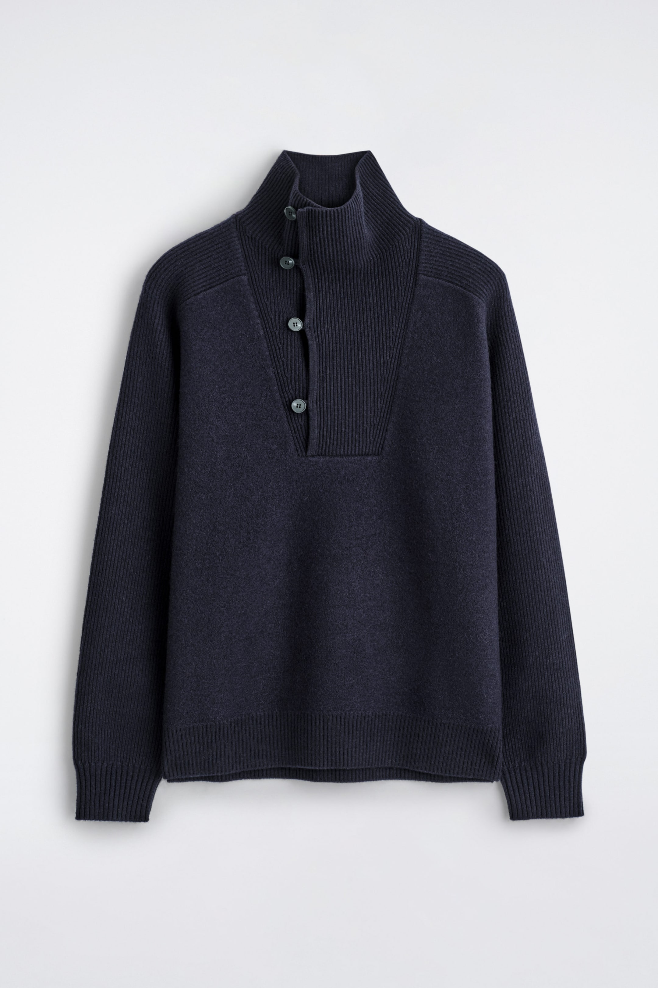 PANELLED MERINO WOOL FUNNEL-NECK JUMPER