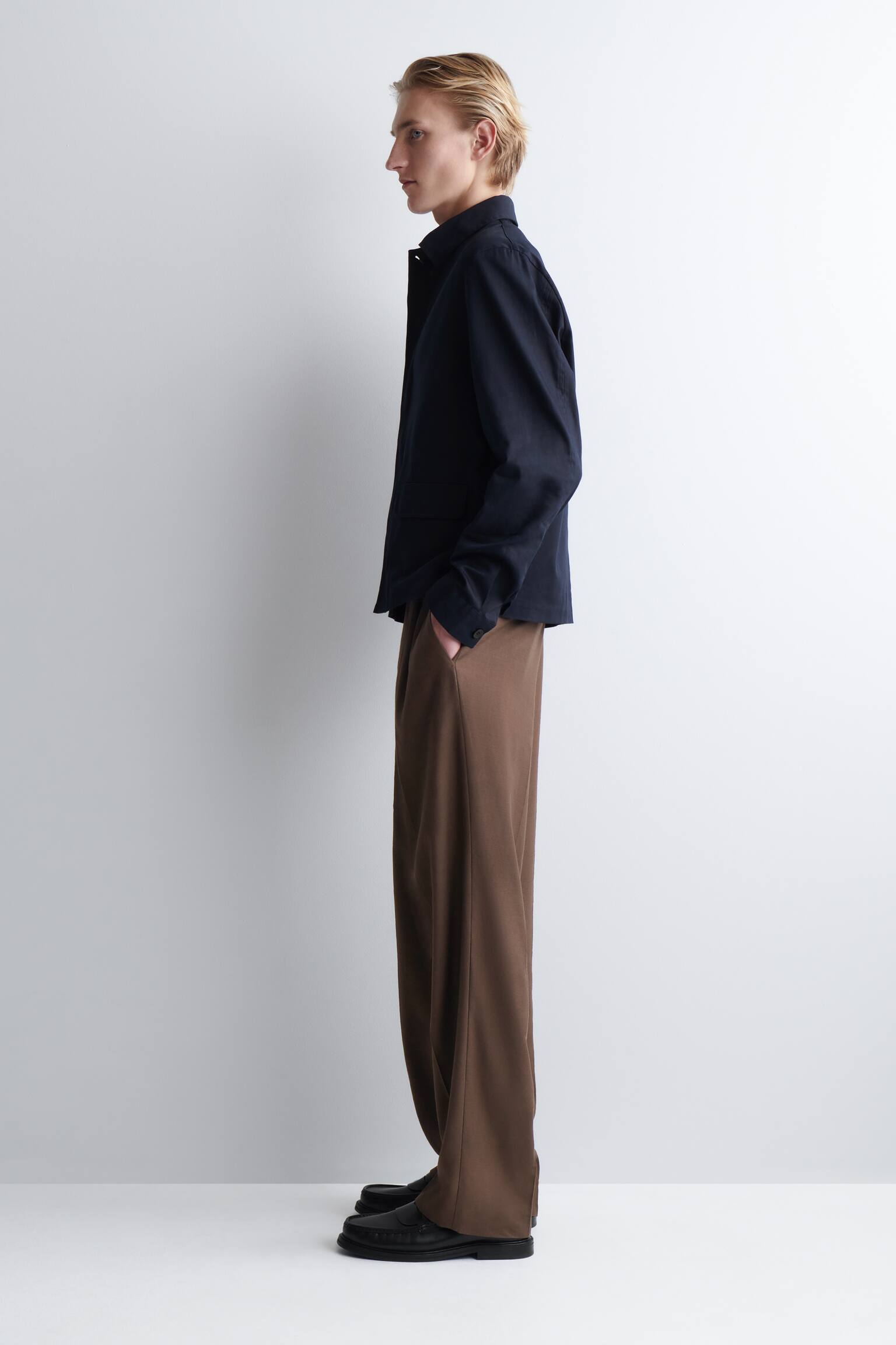 SURCHEMISE DÉCONTRACTÉE EN COTON - BLEU MARINE/BEIGE - 6