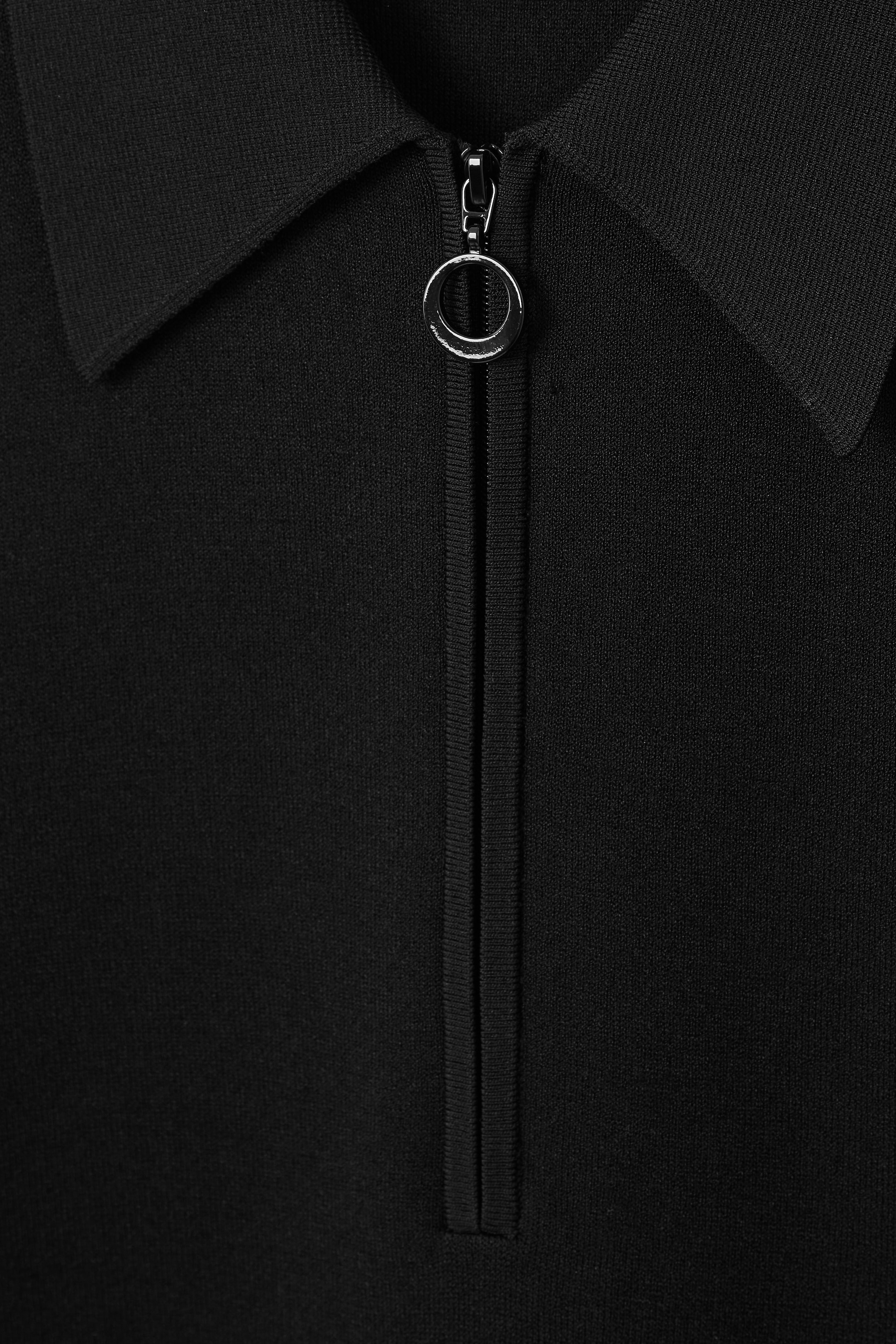 View larger image: DOUBLE-FACED KNITTED ZIP-UP POLO SHIRT - BLACK - Ladies | H&M GB 2