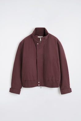 PADDED MOCK-NECK BOMBER JACKET — BURGUNDY 16