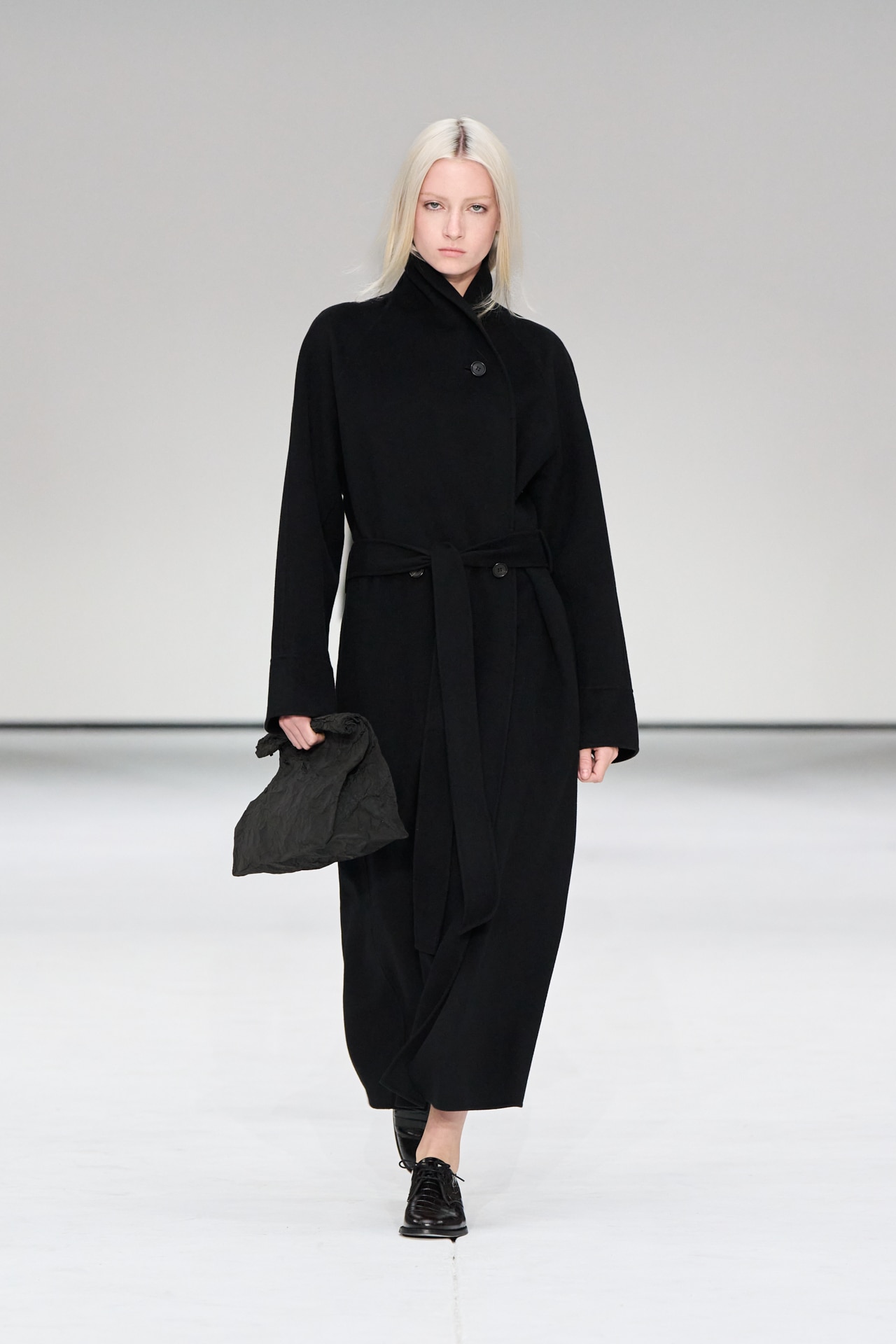 BELTED DOUBLE-FACED WOOL LONG COAT - BLACK | COS US