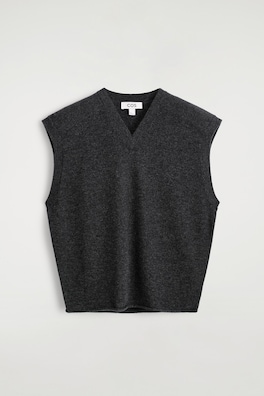 MERINO WOOL V-NECK VEST — DARK GREY 7