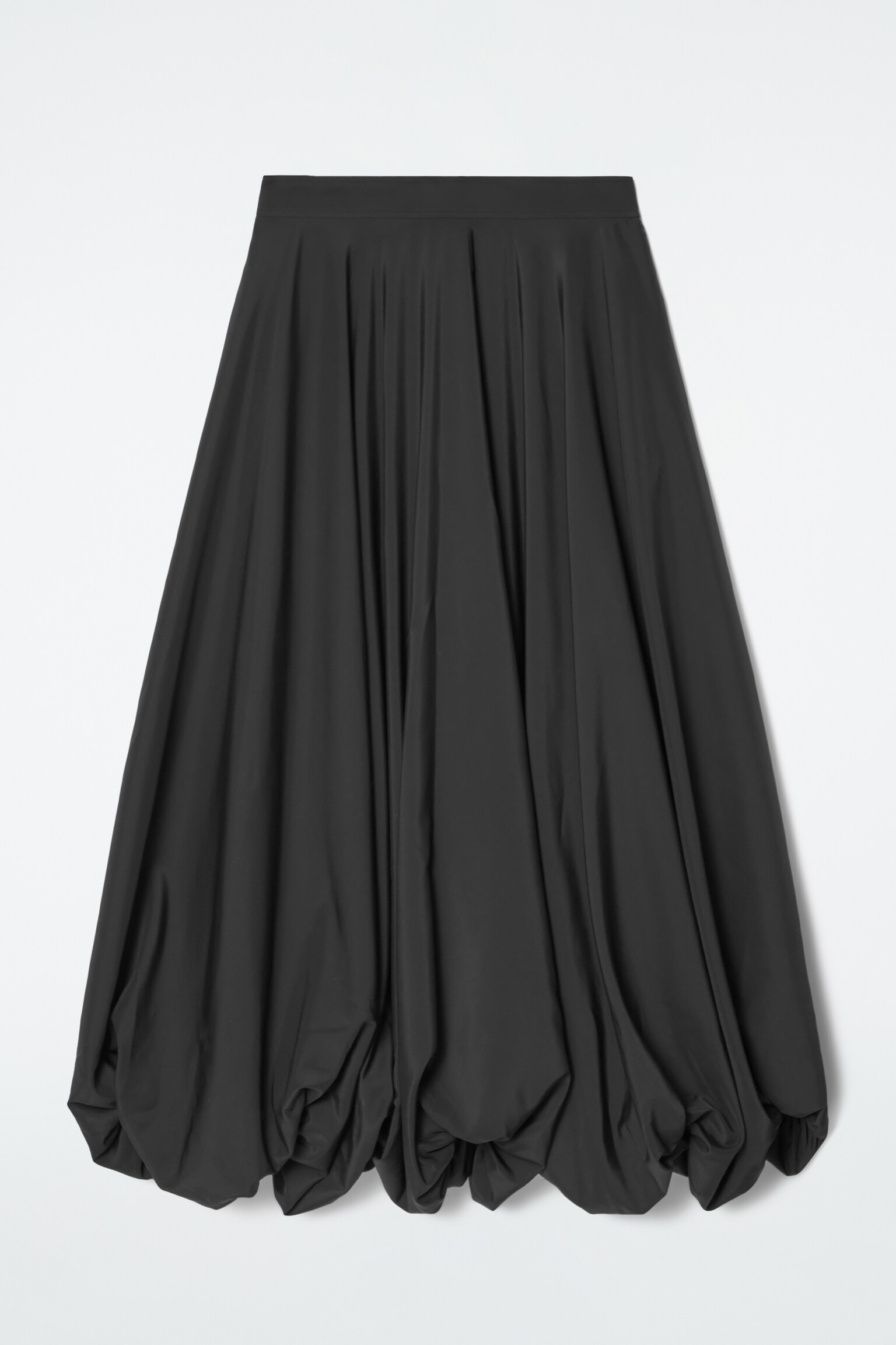 BUBBLE-HEM MAXI SKIRT - BLACK