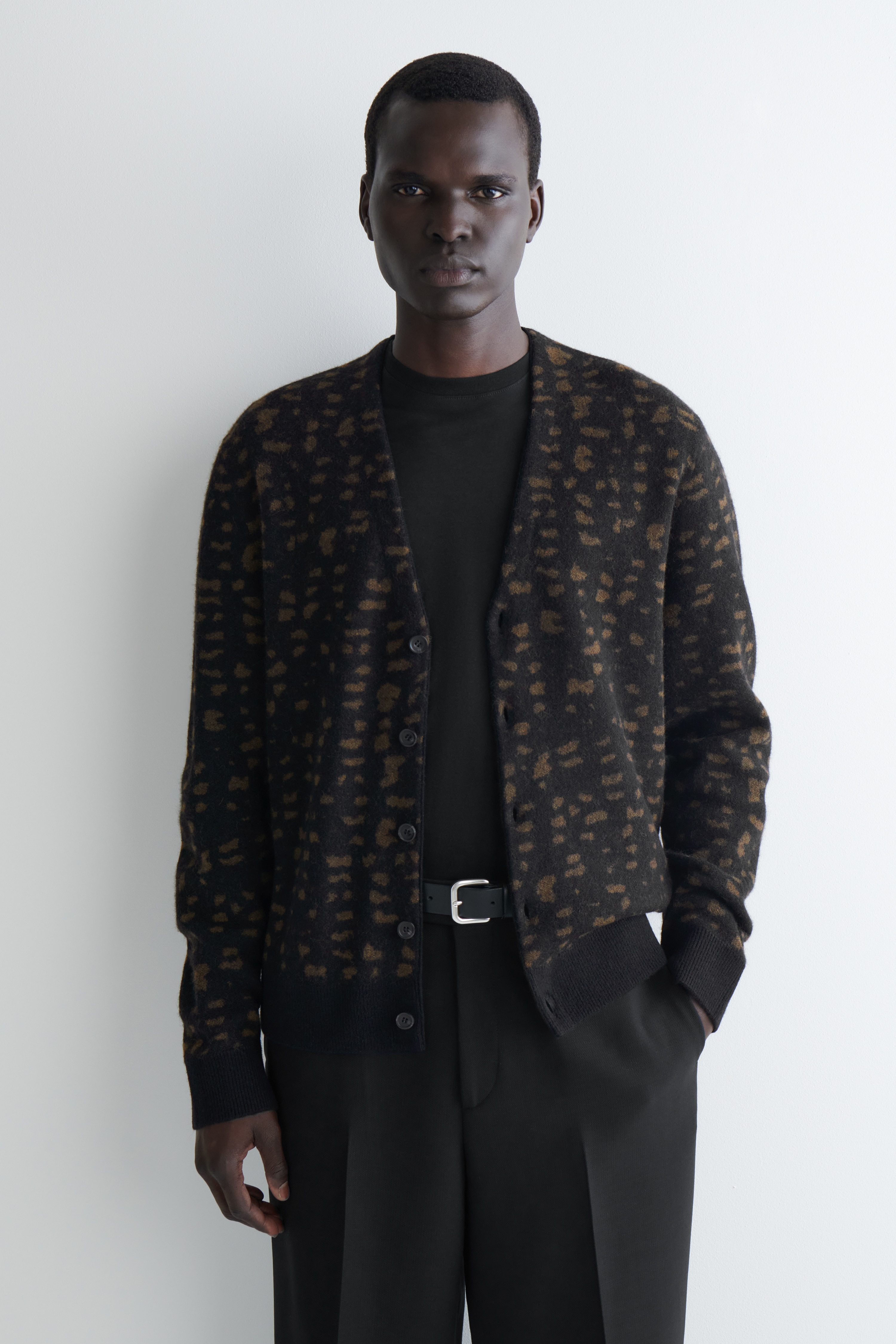 GEOMETRIC WOOL-ALPACA CARDIGAN - BROWN / GEOMETRIC