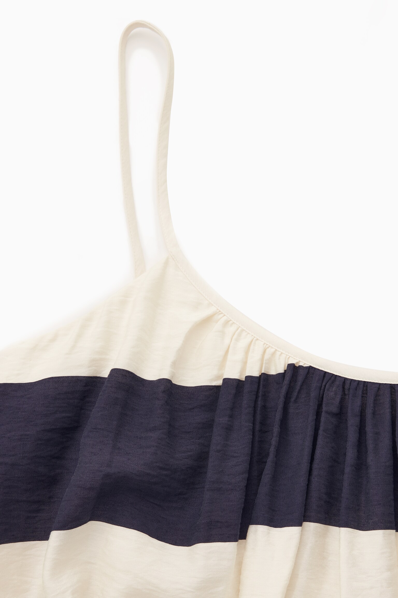 ROBE COURTE FRONCÉE À BRETELLES - BLANC / MARINE / RAYÉ - 2
