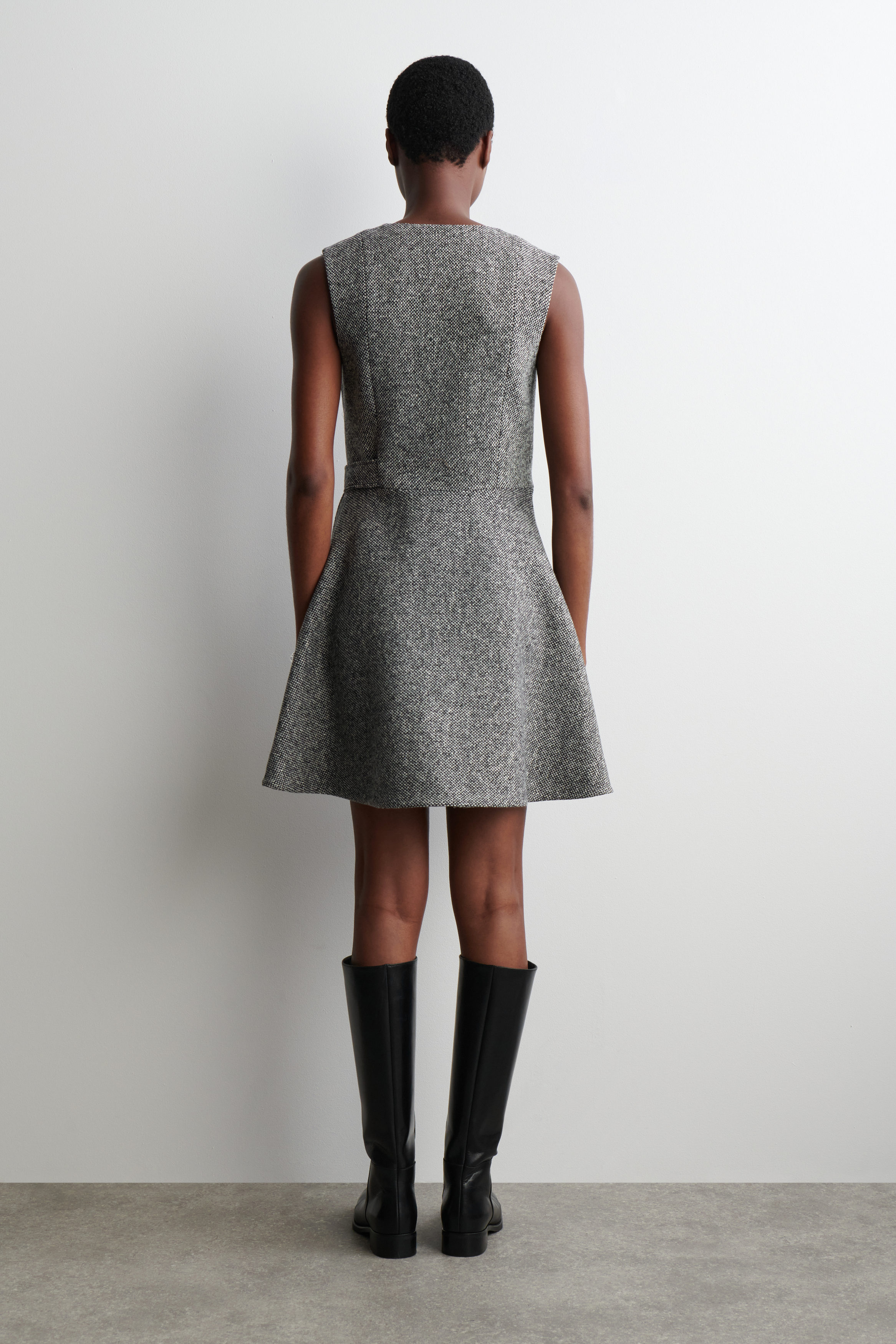 May Tweed Mini Dress Mサイズ Baby Pink Tweed Plaid Metallic Stitching Short Dress | Lime