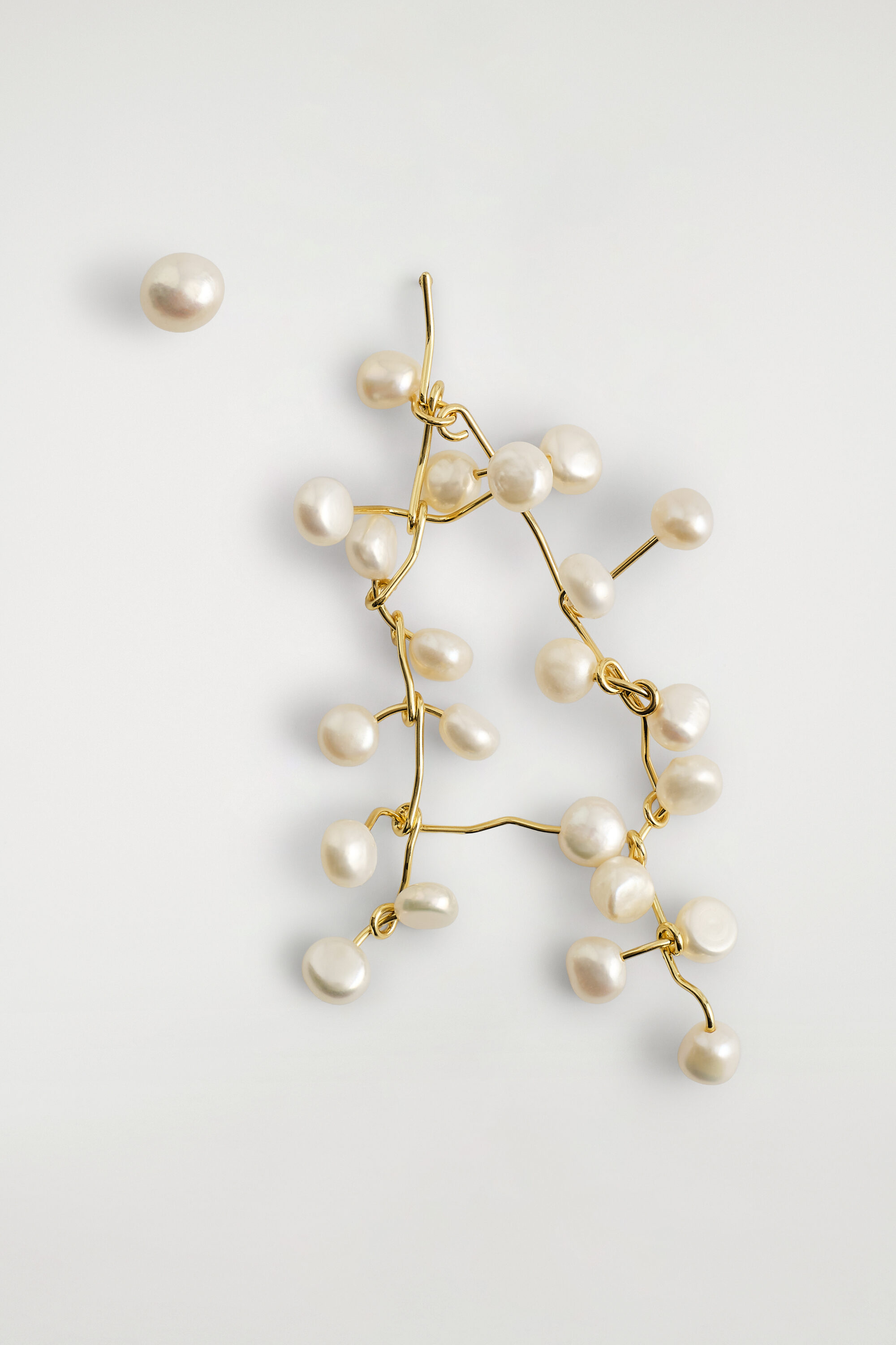 ASYMMETRIC CASCADING FRESHWATER PEARL EARRINGS - thumbnail 4