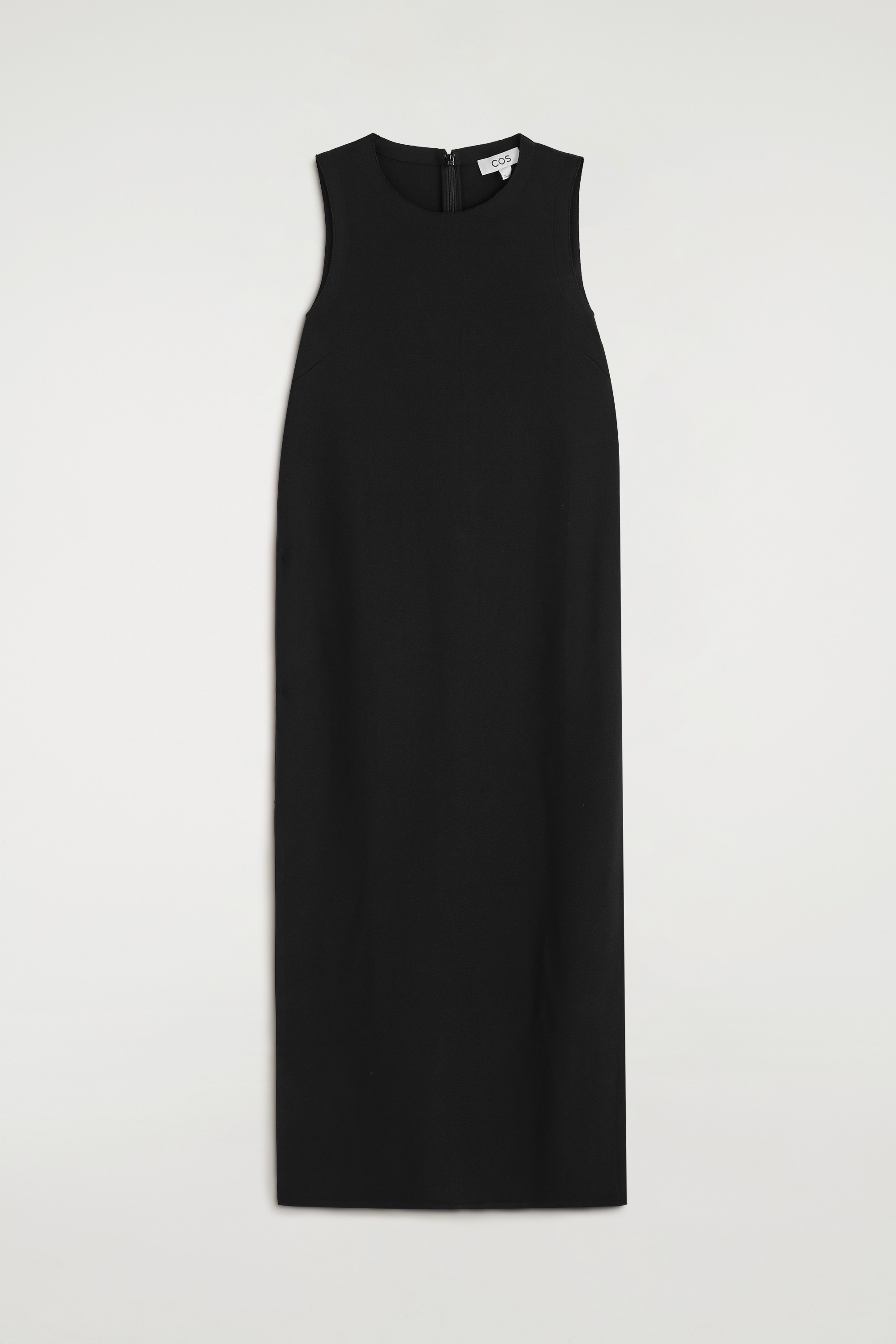 Mouwloze crêpe-midijurk - ZWART