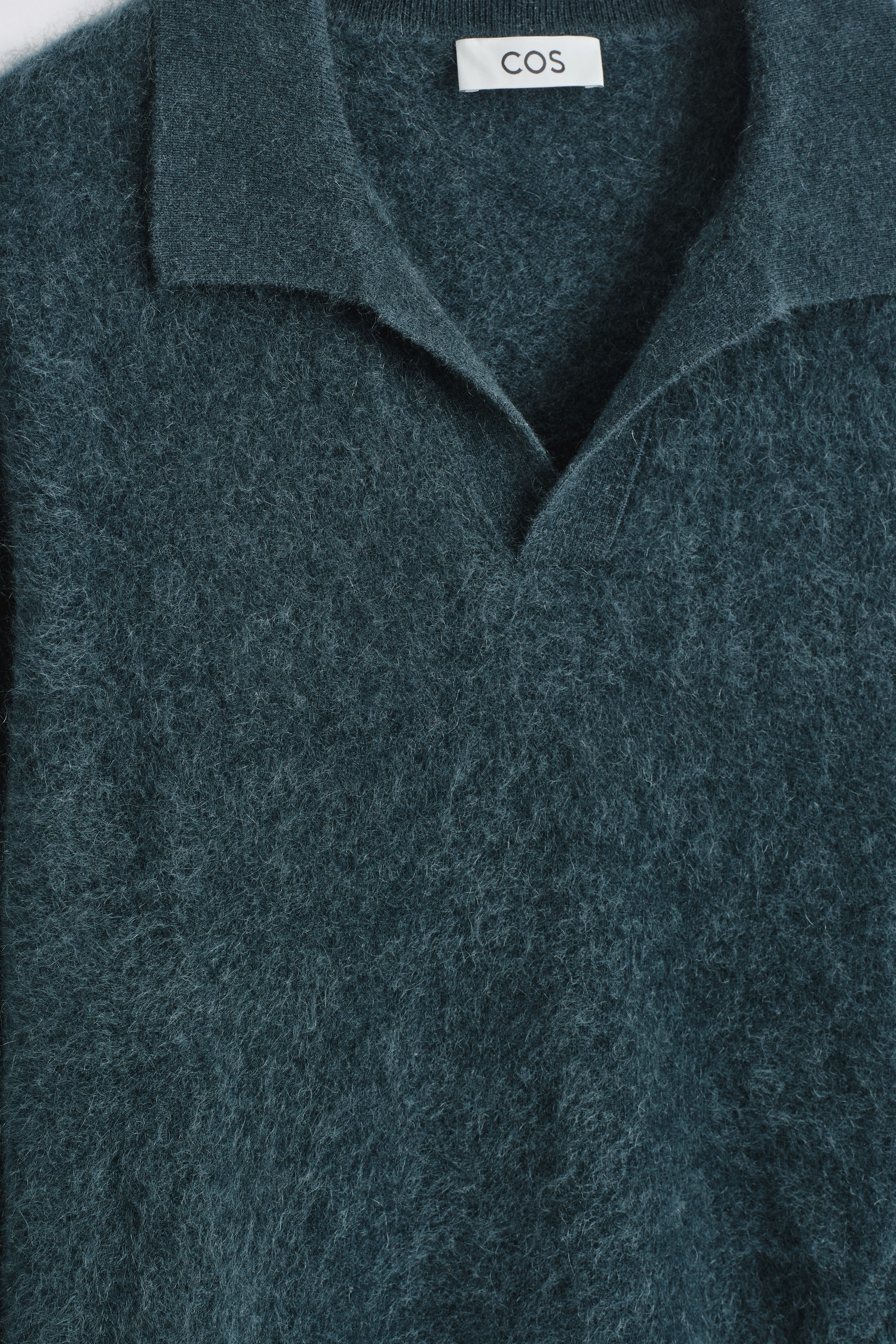 BRUSHED-CASHMERE POLO JUMPER - TEAL | COS CH
