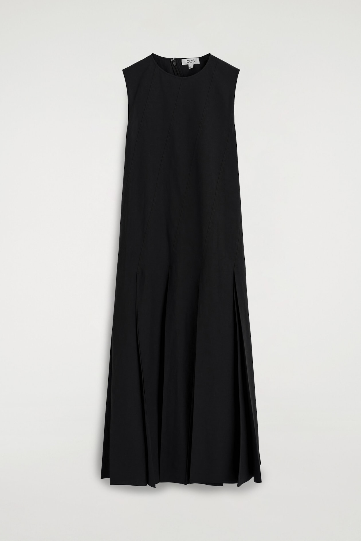 PLEATED COTTON-LINEN MAXI DRESS - BLACK | COS US