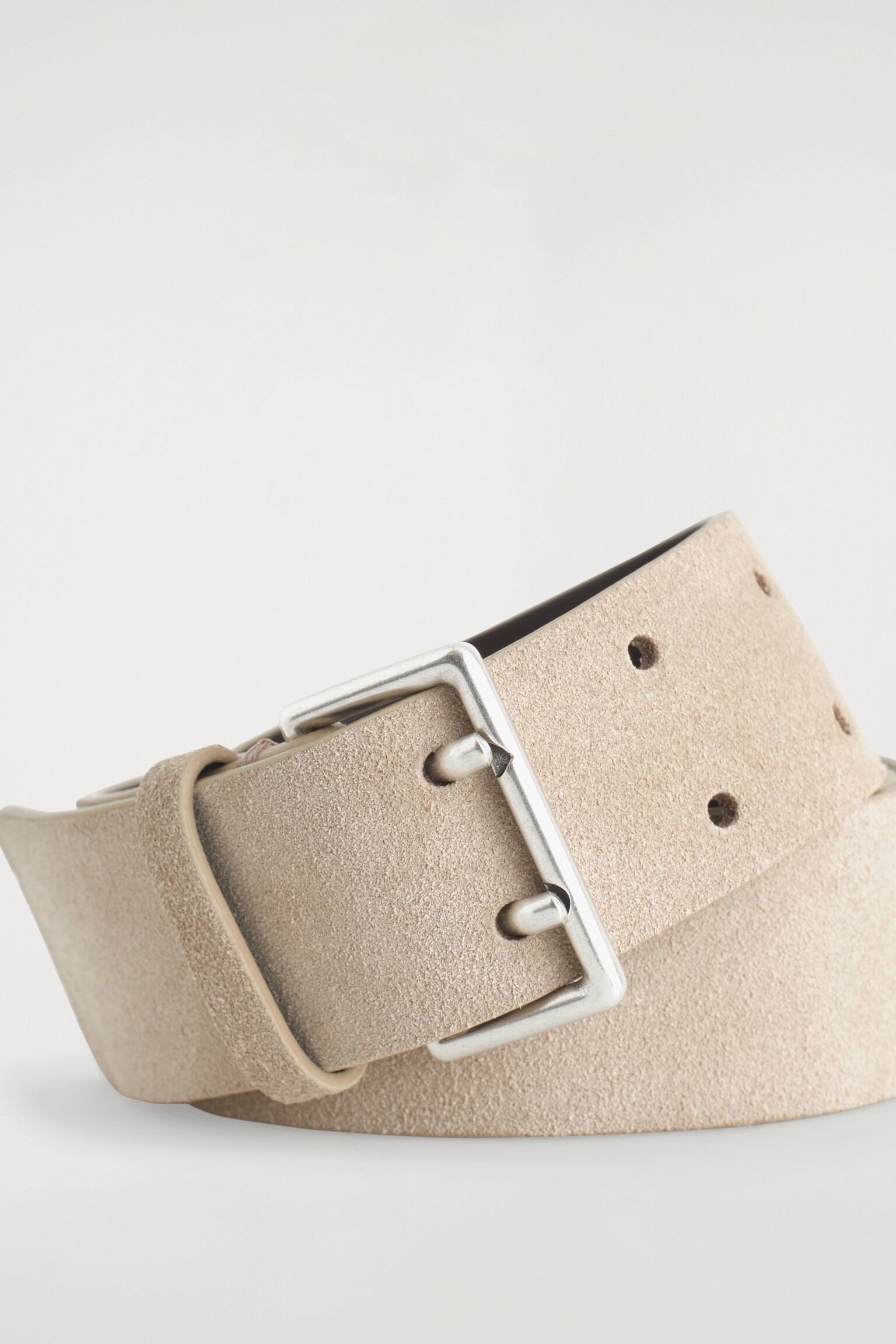 CEINTURE EN DAIM À DOUBLE ARDILLON - CAPPUCCINO/BRUN/BLEU MARINE - 4