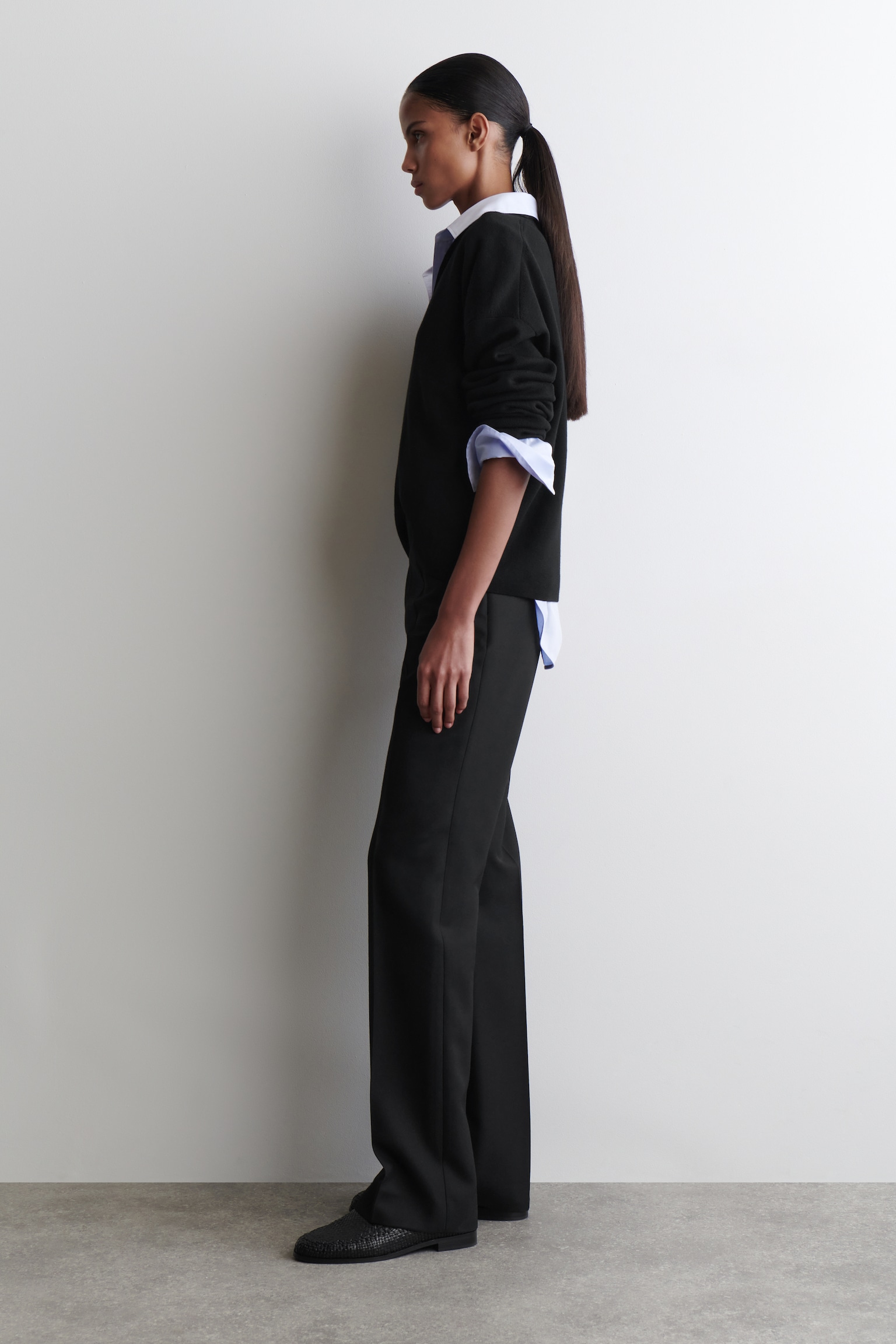 PANTALÓN FORMAL EN MEZCLA DE LANA - NEGRO - 4