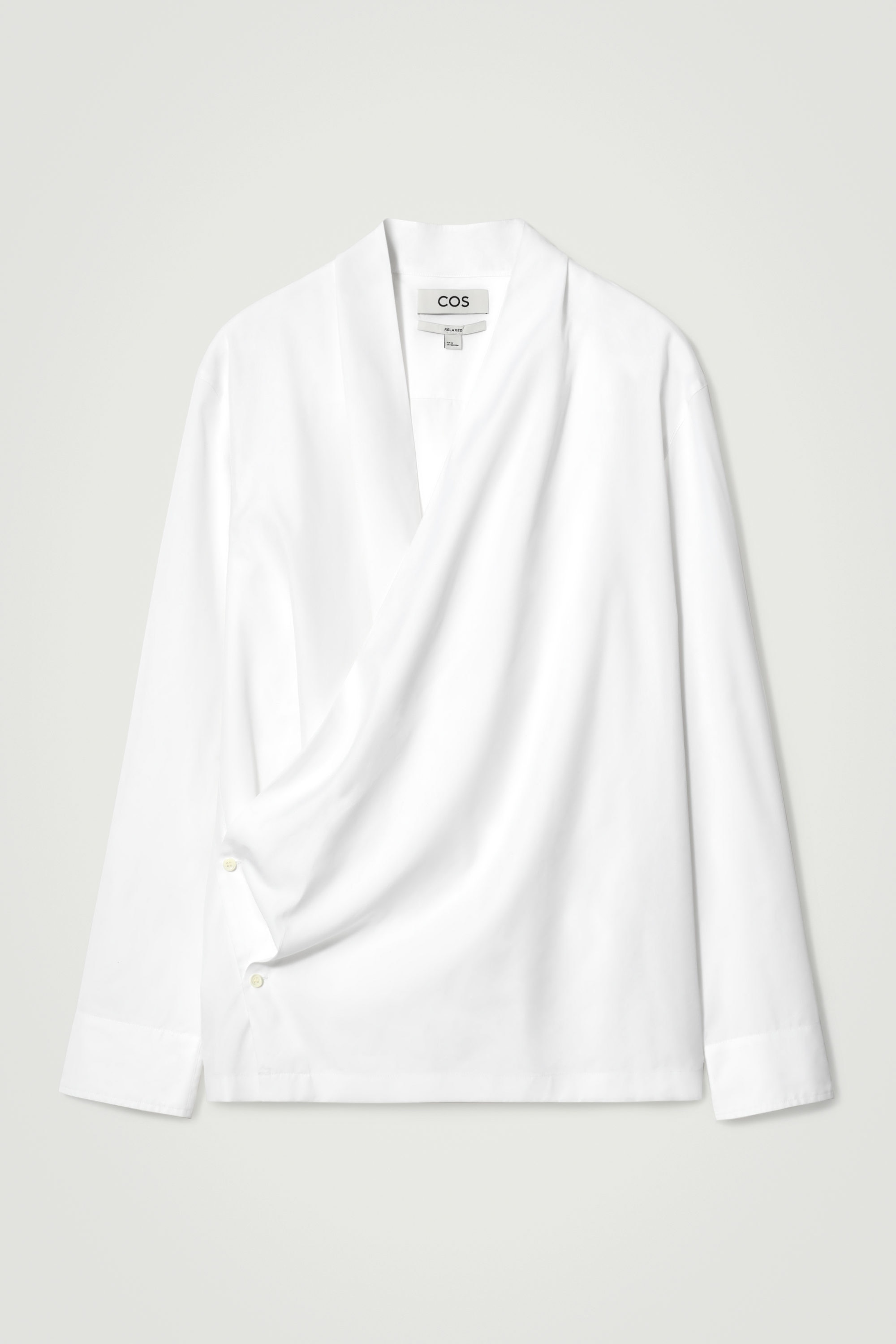 RELAXED COTTON-SILK WRAP SHIRT - WHITE | COS