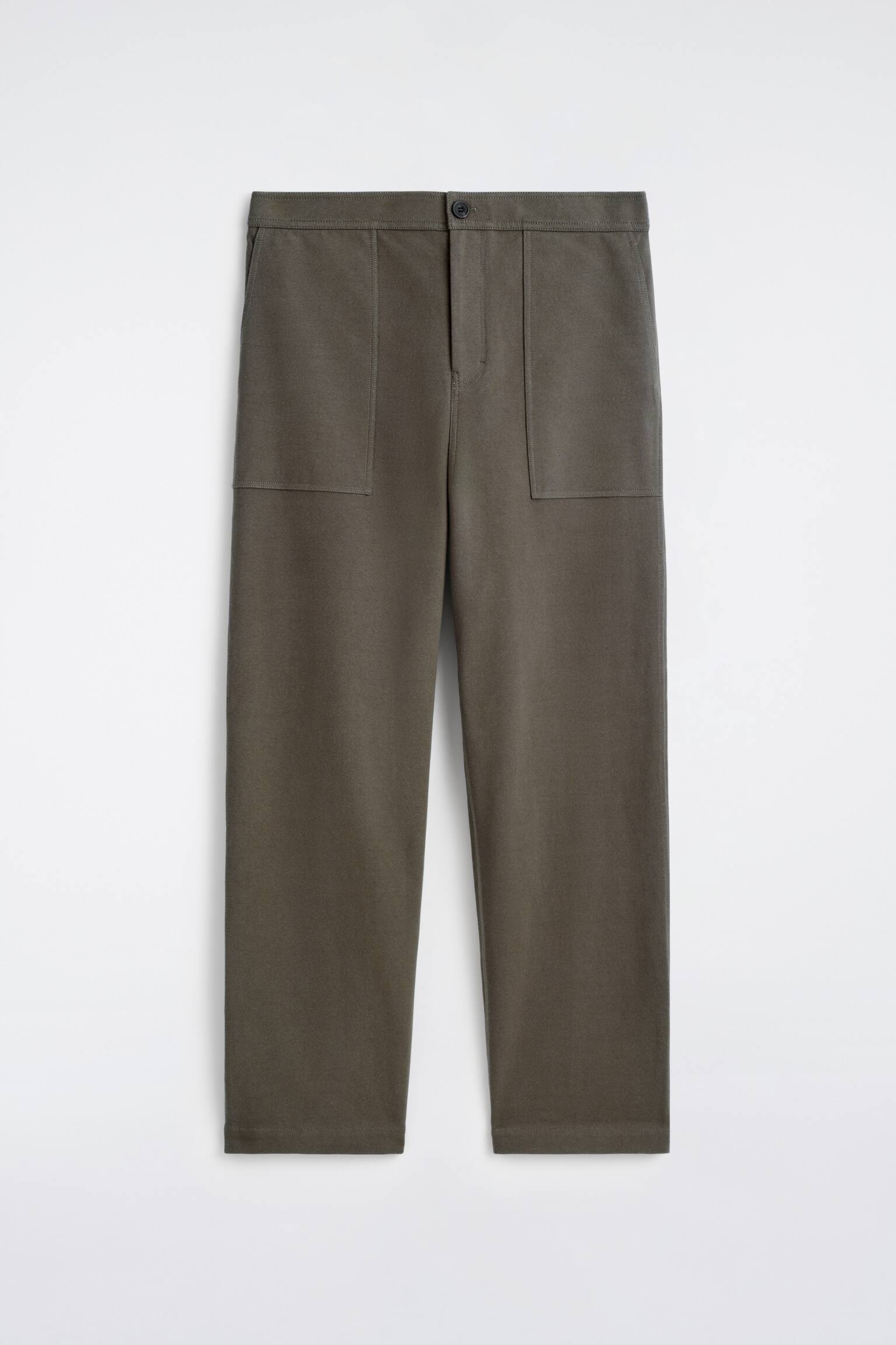 Katoenen utilitaire broek met rechte pijpen en losse pasvorm - BRUIN - 2