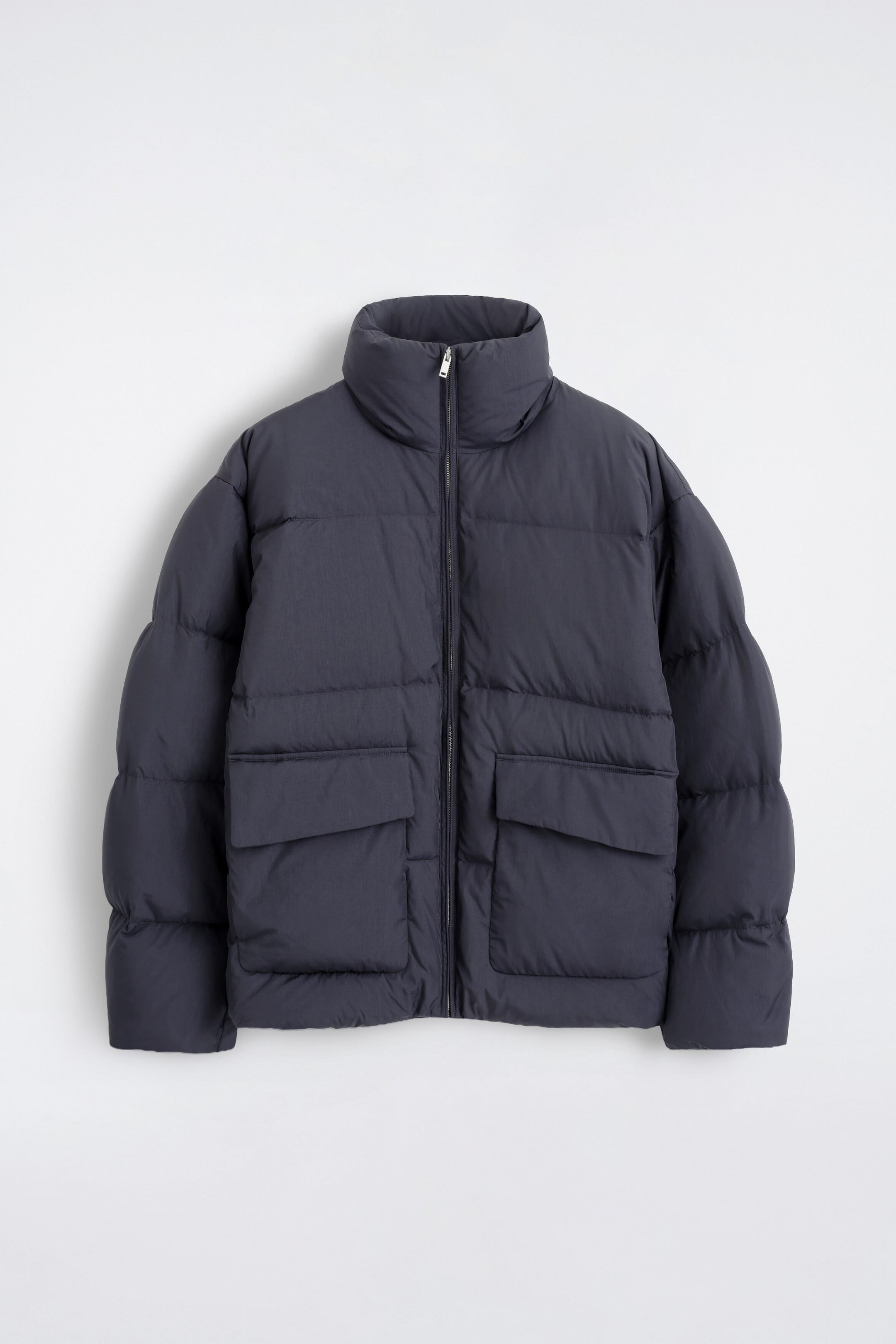 FUNNEL-NECK NYLON DOWN PUFFER JACKET