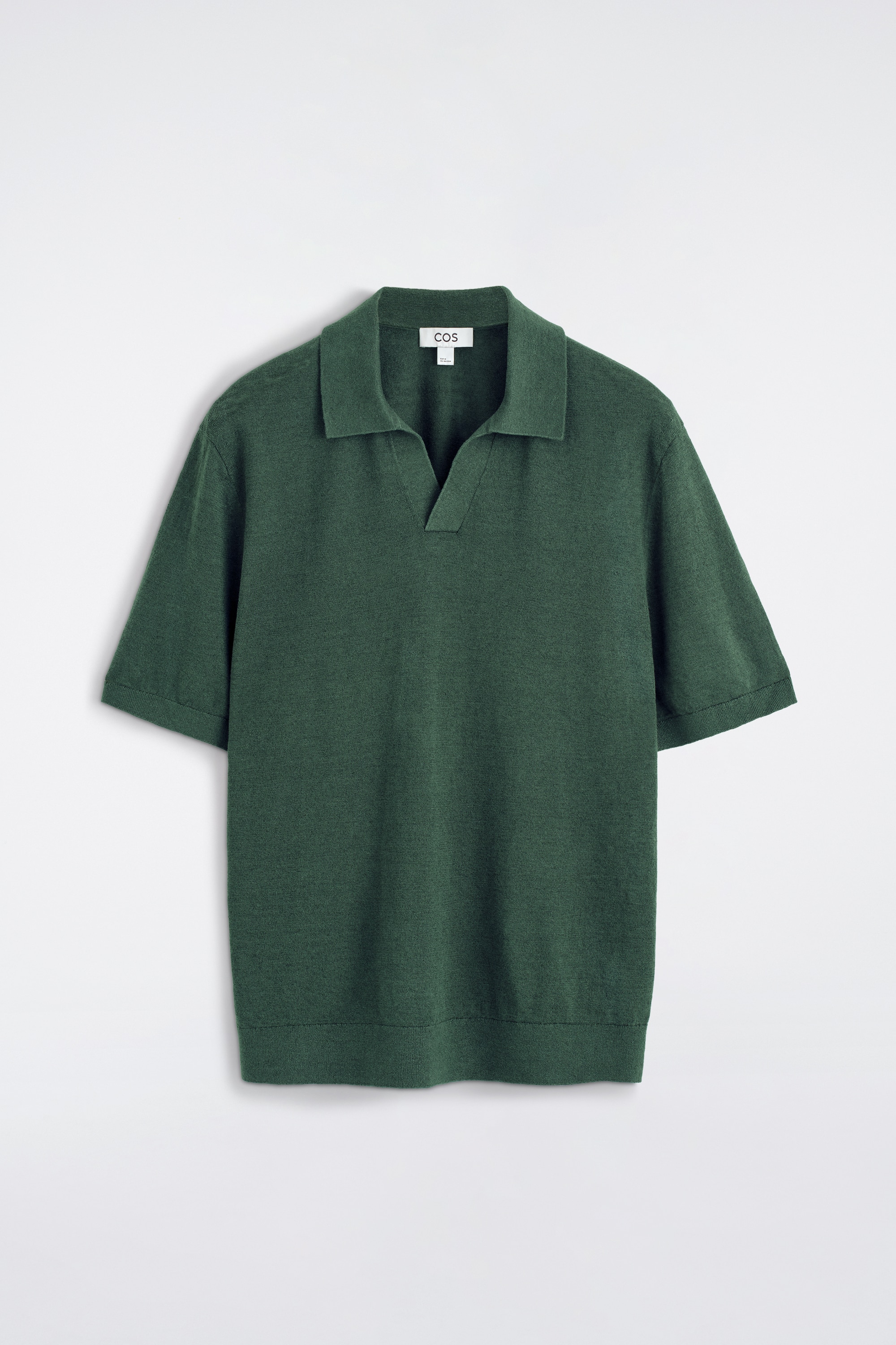 GESTRICKTES POLOSHIRT AUS LEINEN - DUNKELGRÜN