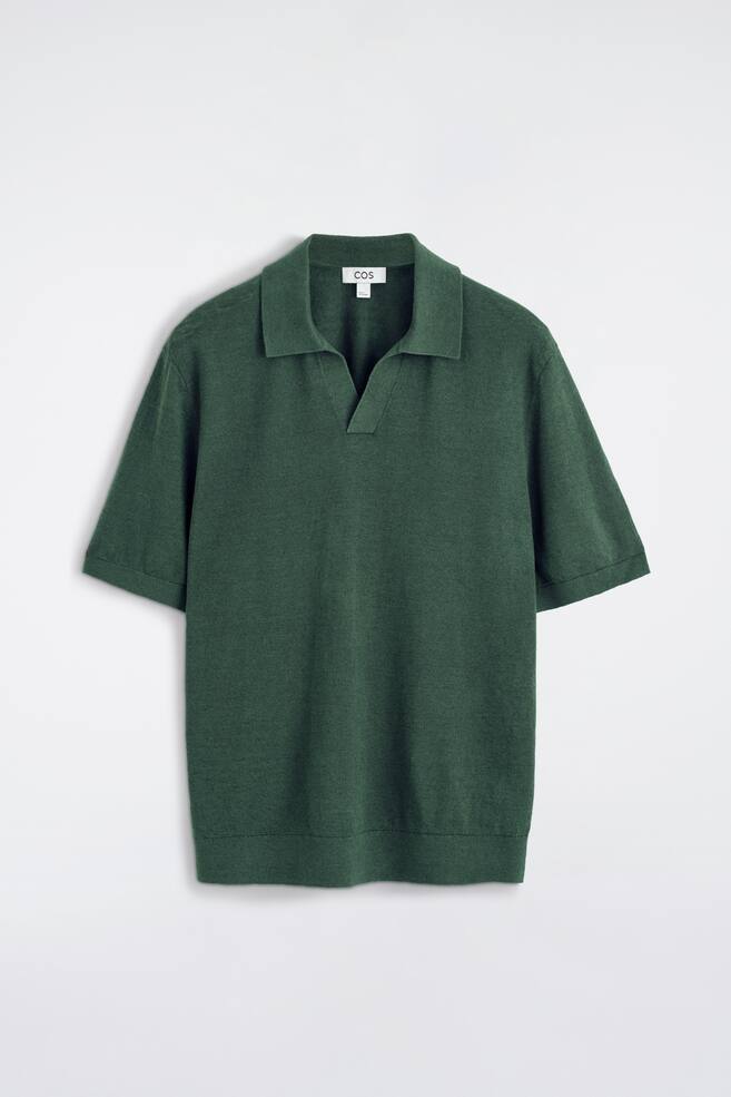 POLO IN MAGLIA DI LINO - VERDE SCURO/BEIGE / MARRONE / RIGHE - 1